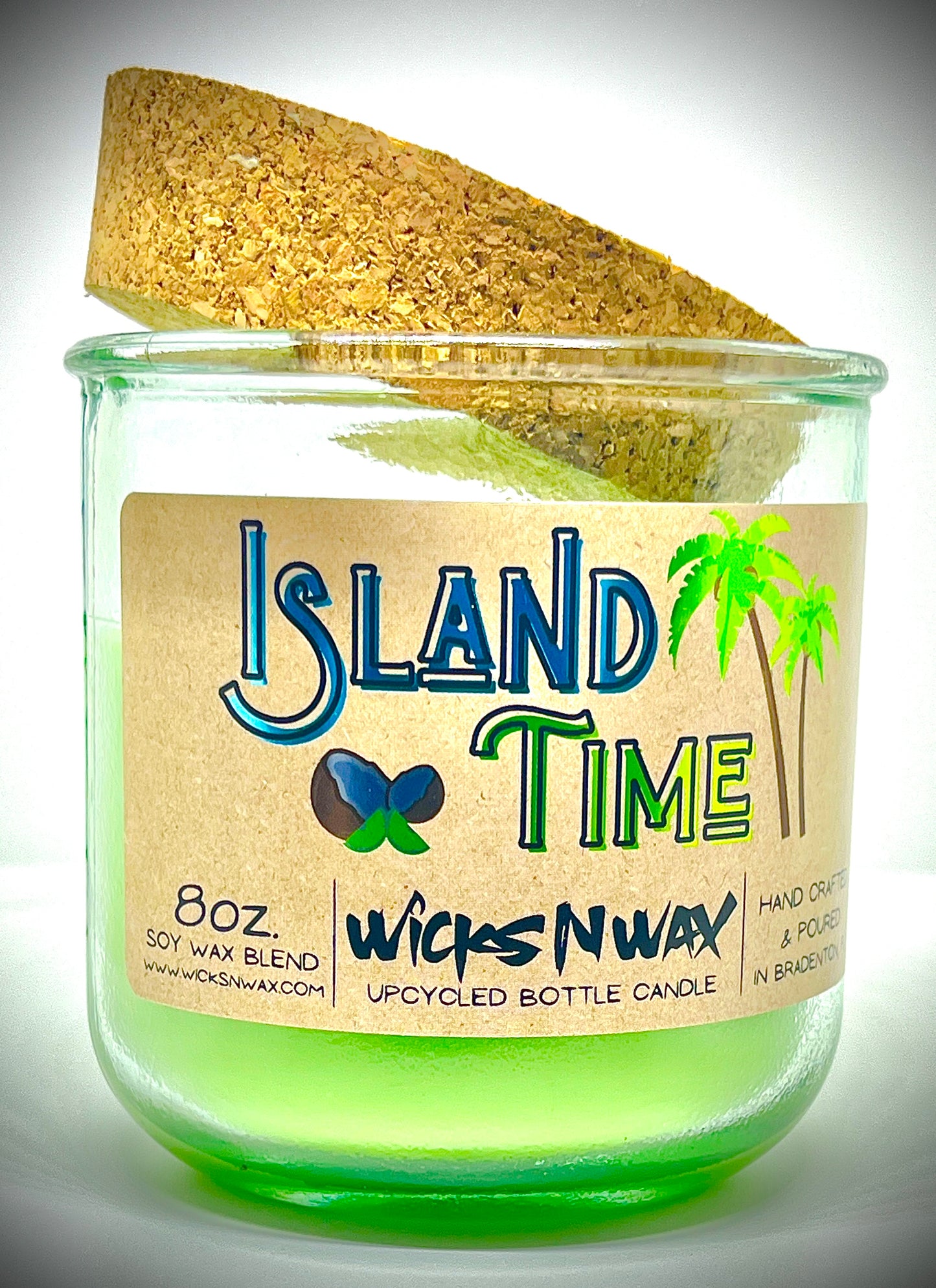 Island Time | Candle | 100% Recycled Glass  | WicksNWax