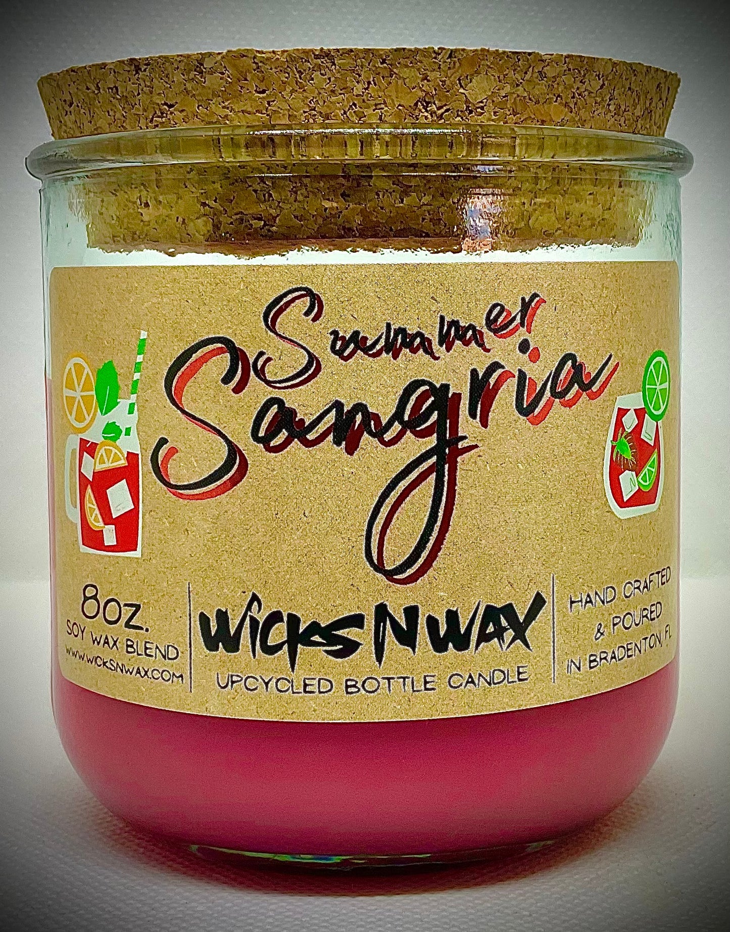 Summer Sangria | Candle | 100% Recycled Glass | WicksNWax