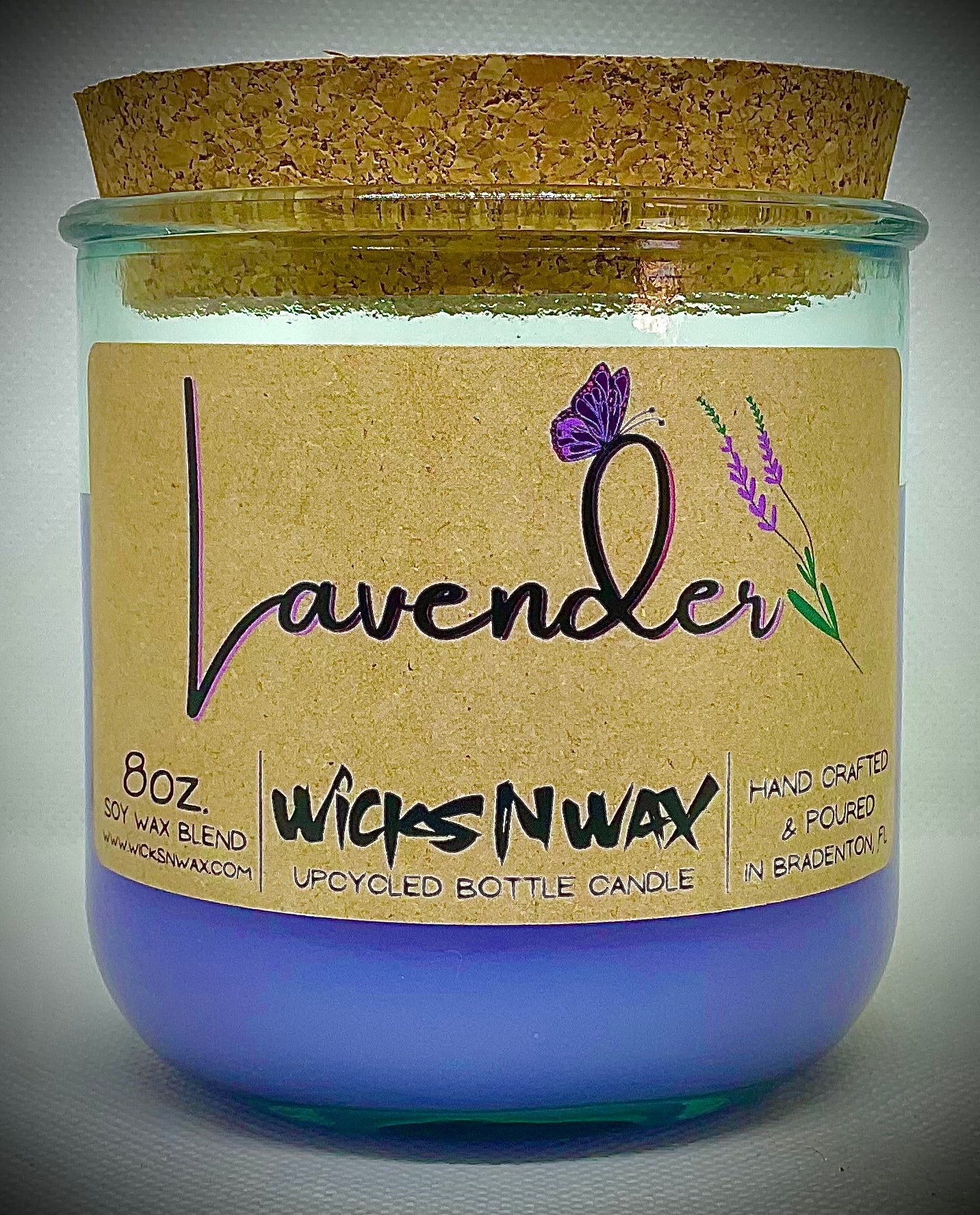 Lavender | Candle | 100% Recycled Glass | WicksNWax