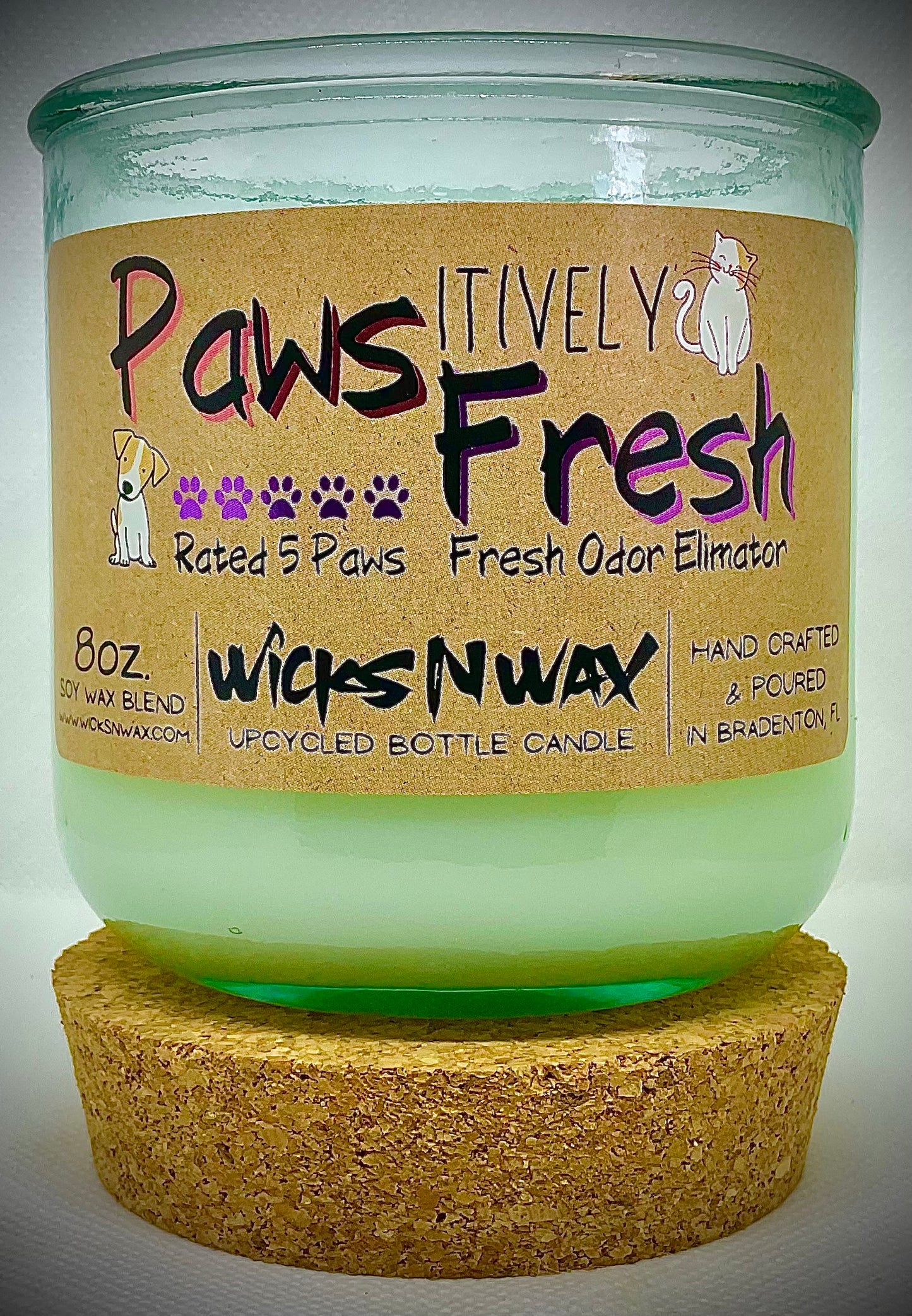 Pawsitively Fresh (Fresh Odor Eliminator) | Candle | 100% Recycled Glass | WicksNWax