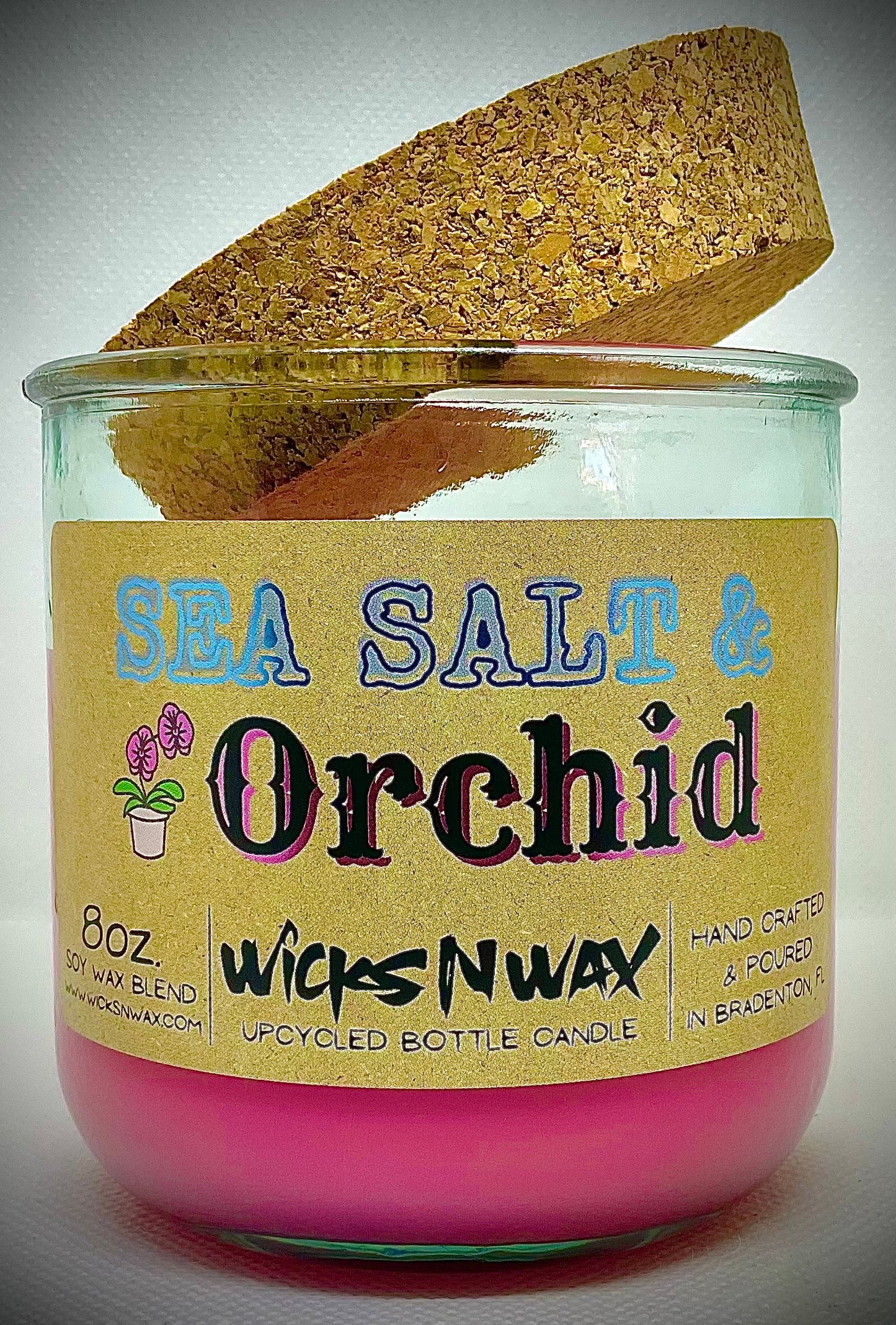 Sea Salt & Orchid | Candle | 100% Recycled Glass | WicksNWax