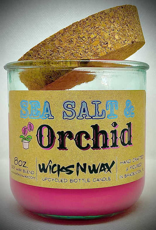 Sea Salt & Orchid | Candle | 100% Recycled Glass | WicksNWax