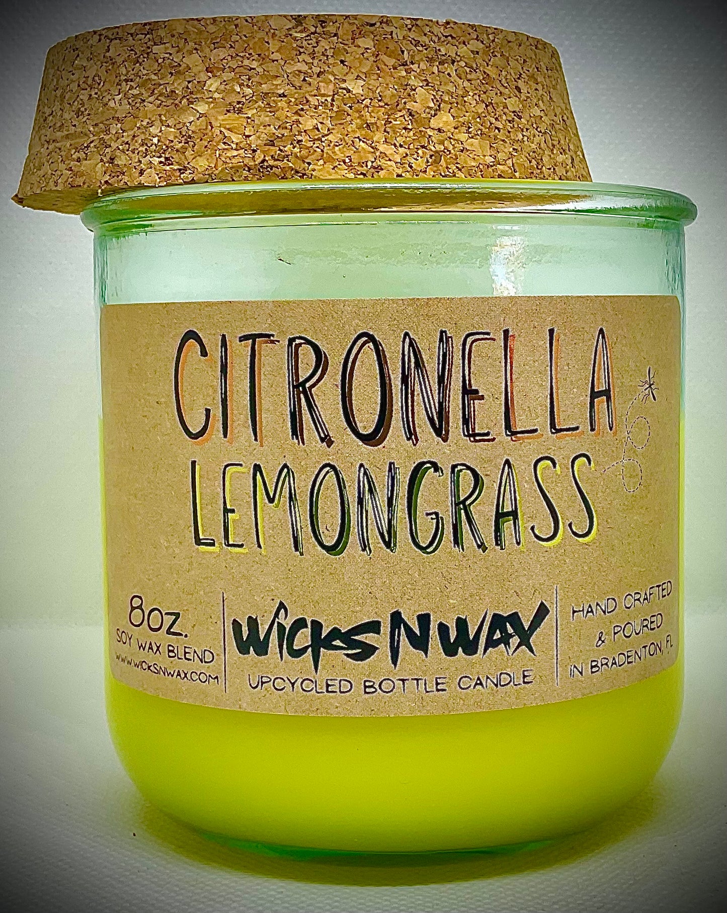 Citronella Lemongrass | Candle | 100% Recycled Glass | WicksNWax