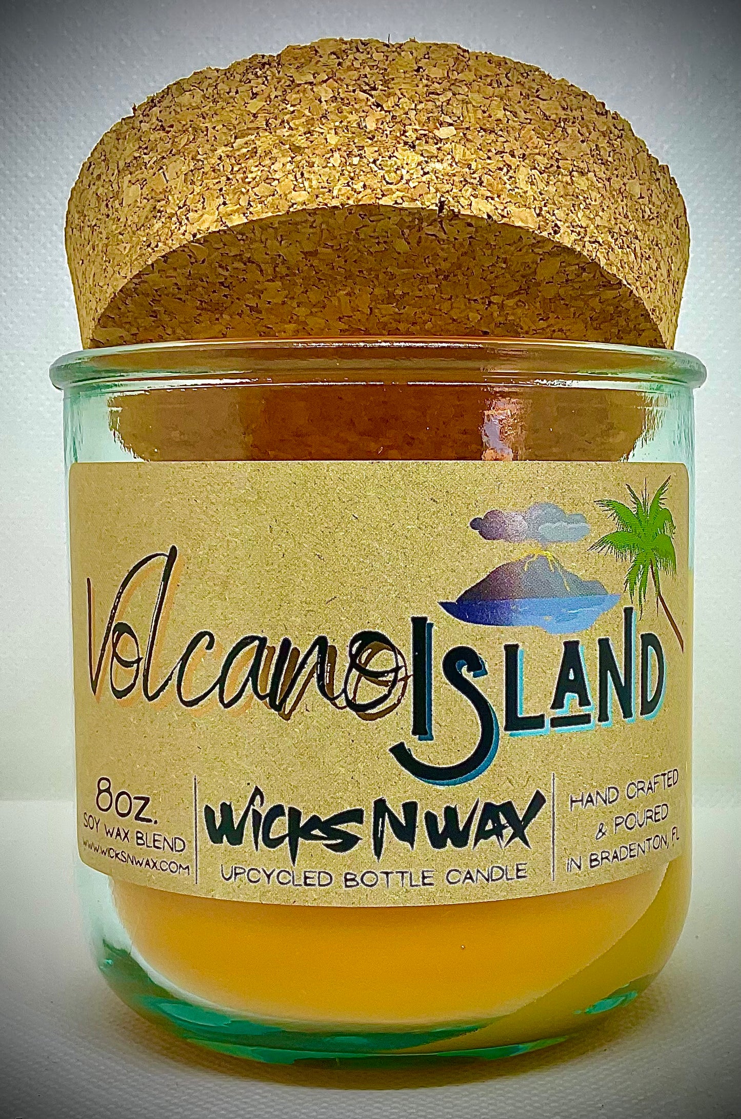 Volcano Island | Candle | 100% Recycled Glass | WicksNWax