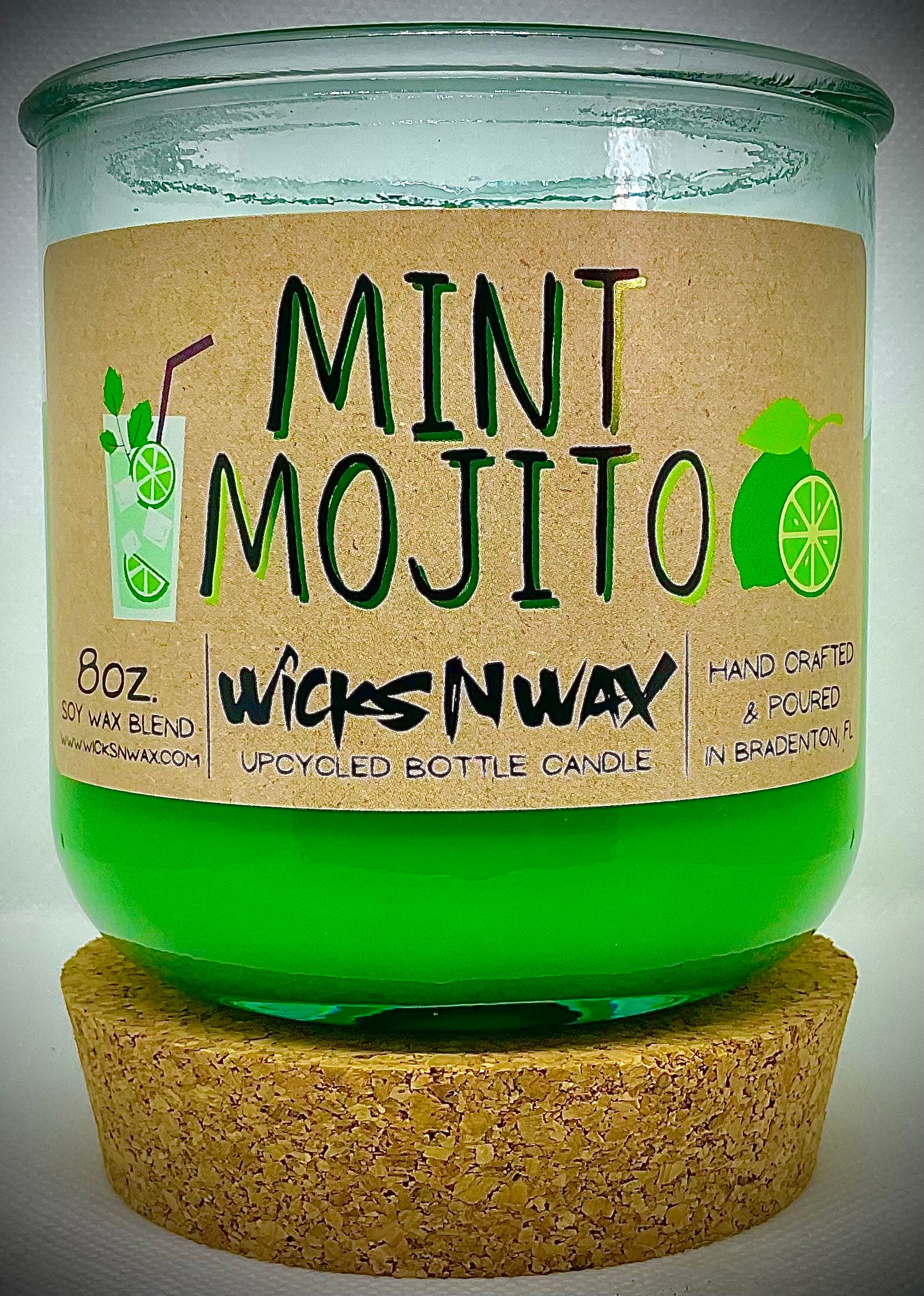 Mint Mojito | Candle | 100% Recycled Glass | WicksNWax