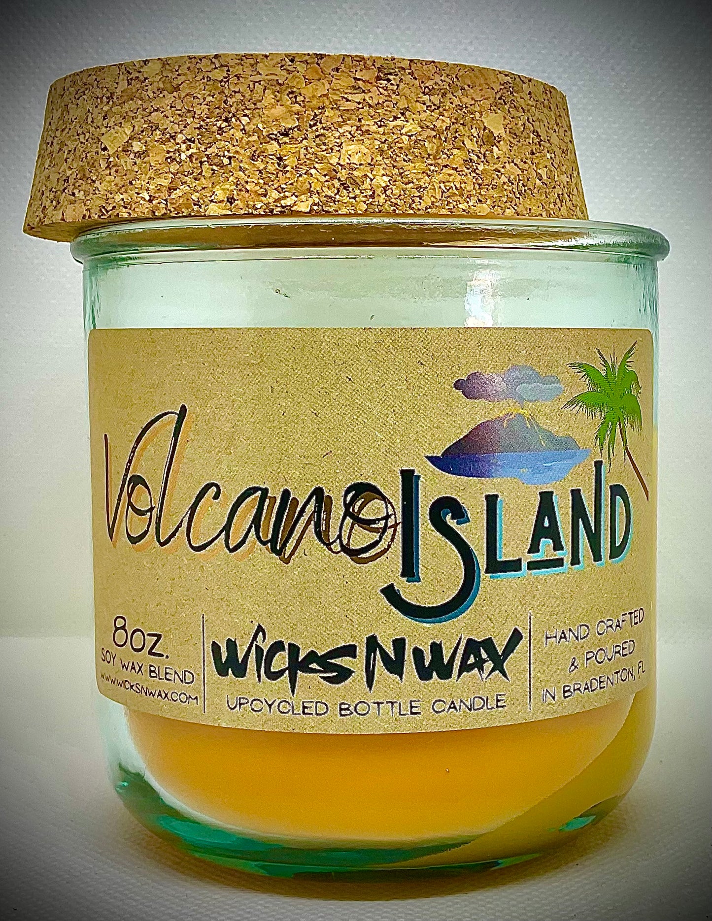 Volcano Island | Candle | 100% Recycled Glass | WicksNWax