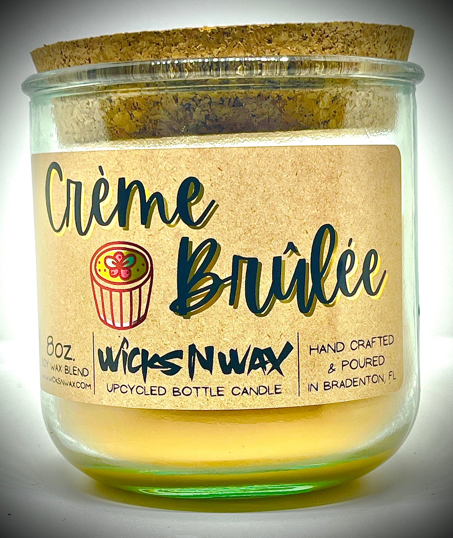 Creme Brûlée | Candle | 100% Recycled Glass | WicksNWax
