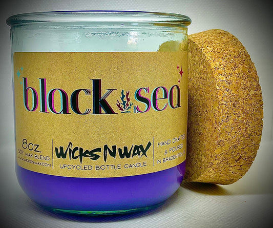 Black Sea | Candle | 100% Recycled Glass | WicksNWax