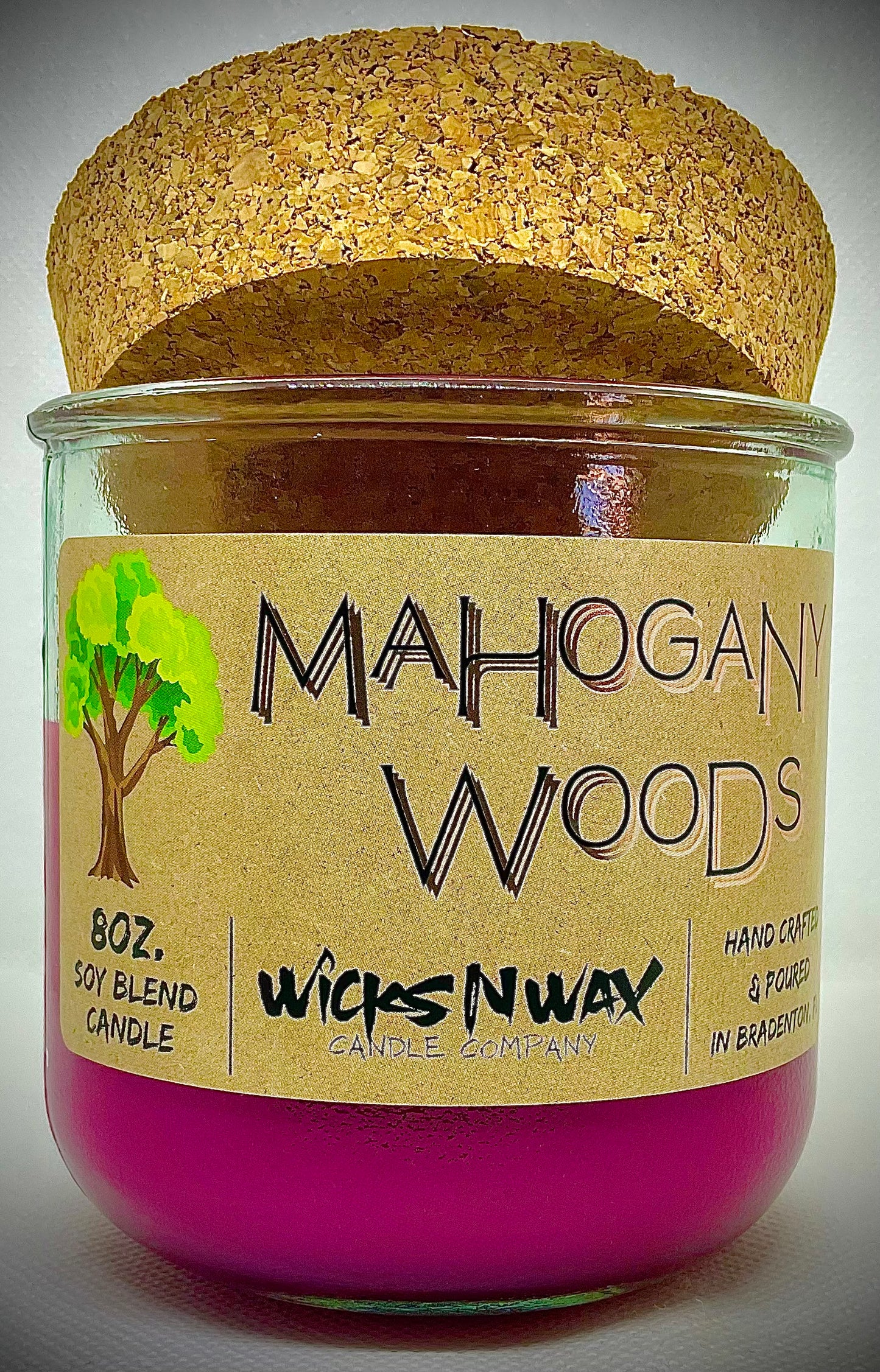Mahogany Woods | Candle | 100% Recycled Glass | WicksNWax