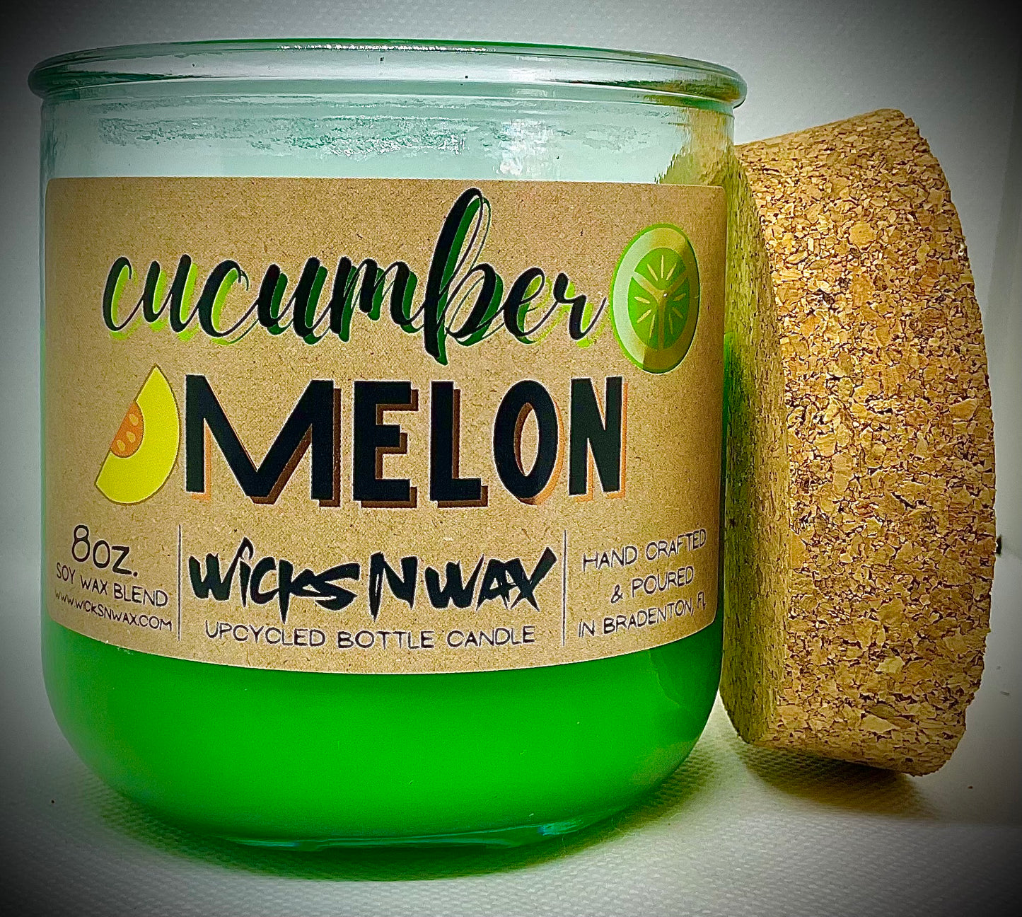 Cucumber Melon | Candle | 100% Recycled Glass | WicksNWax