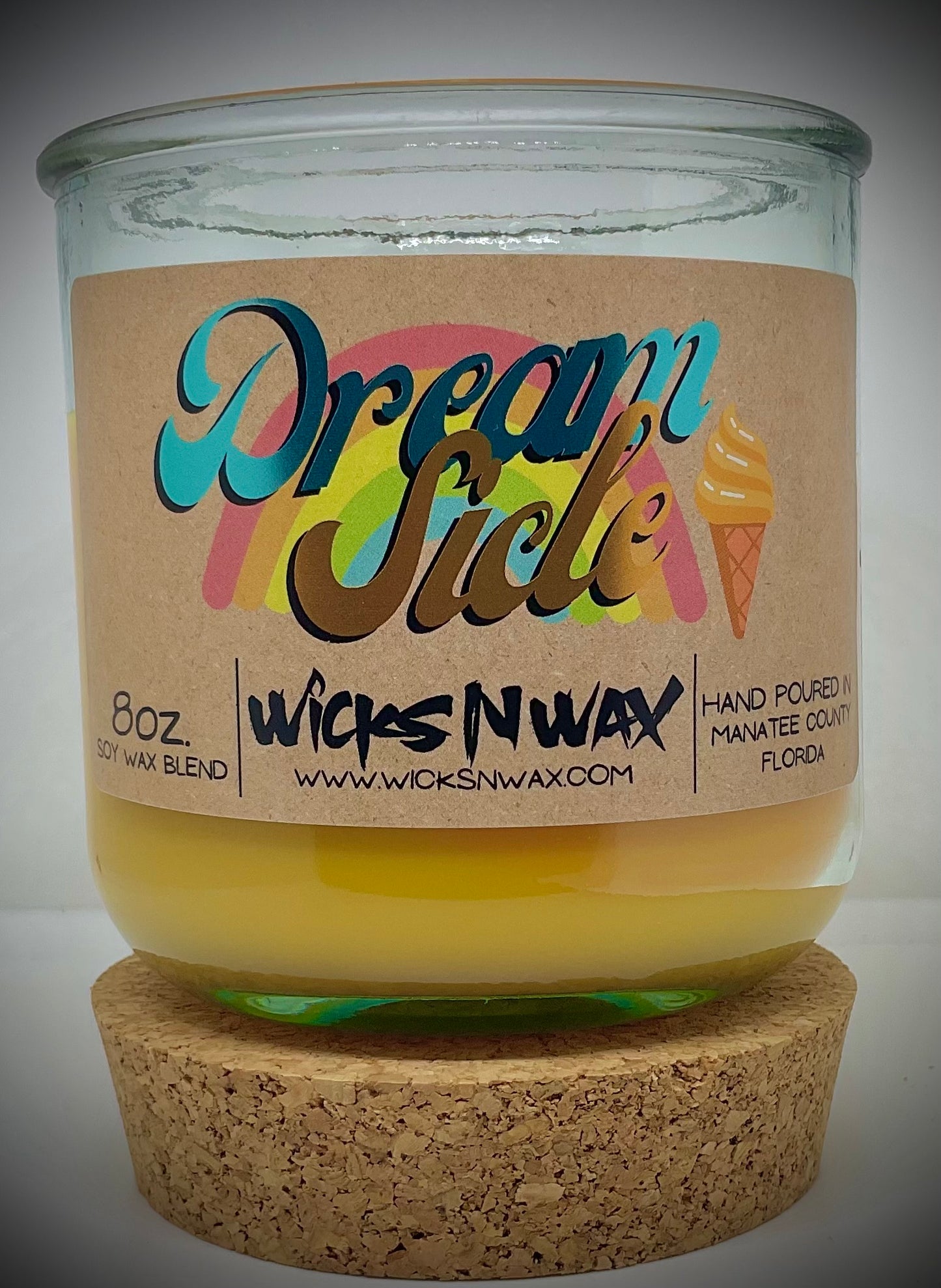 Dreamsicle | Candle | 100% Recycled Glass | WicksNWax