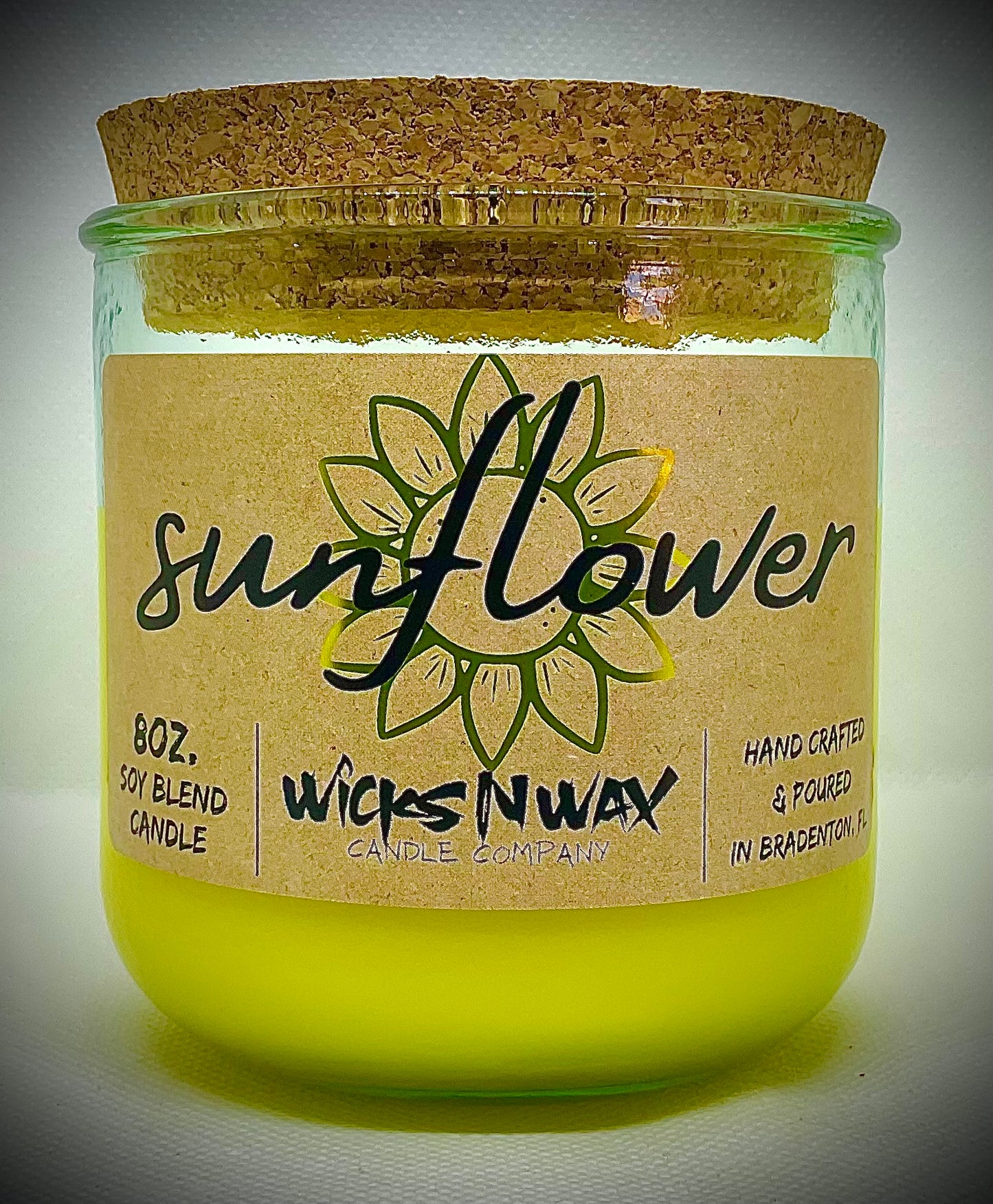 SunFlower | Candle | 100% Recycled Glass | WicksNWax