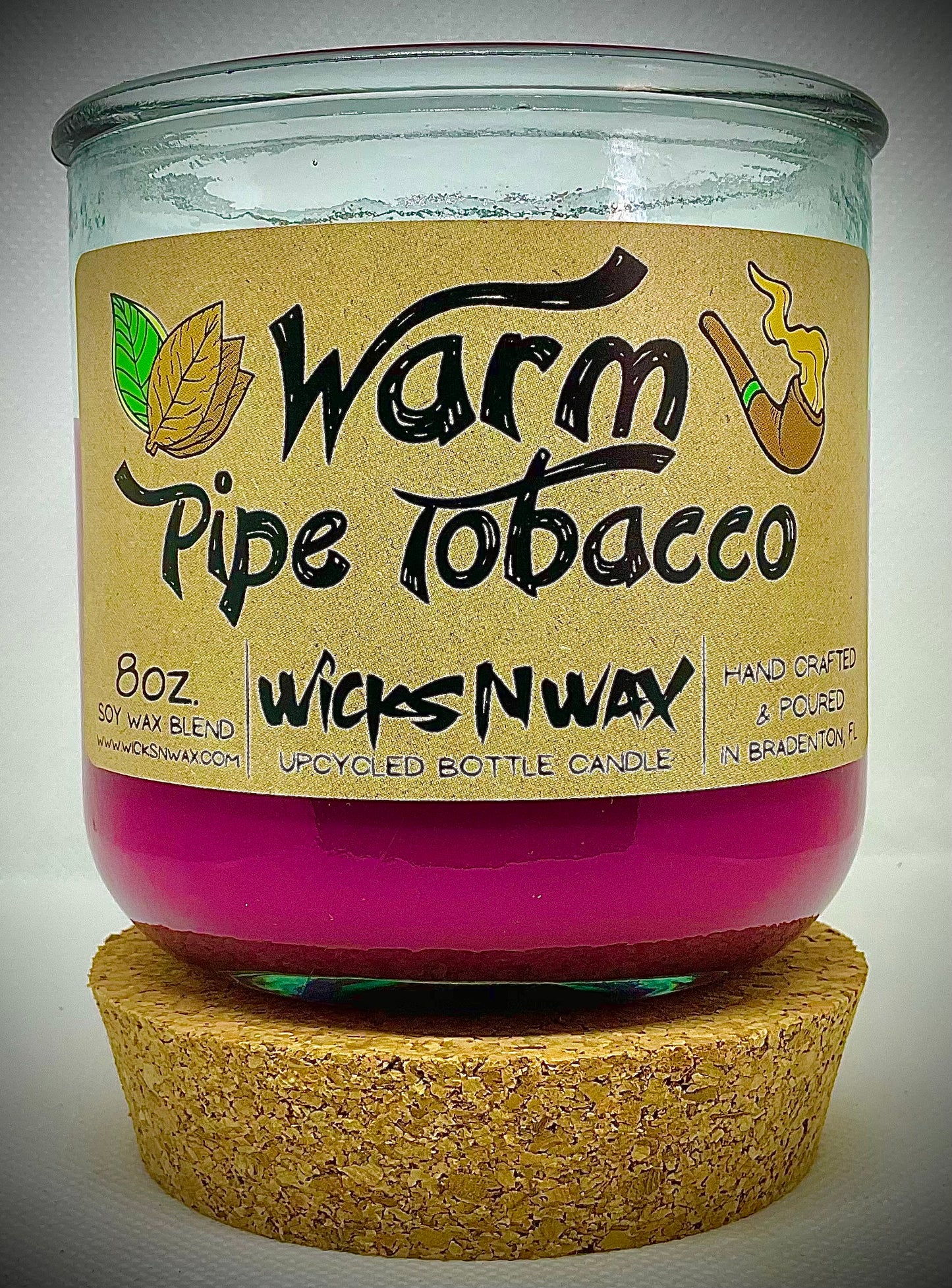 Warm Pipe Tobacco | Candle | 100% Recycled Glass | WicksNWax