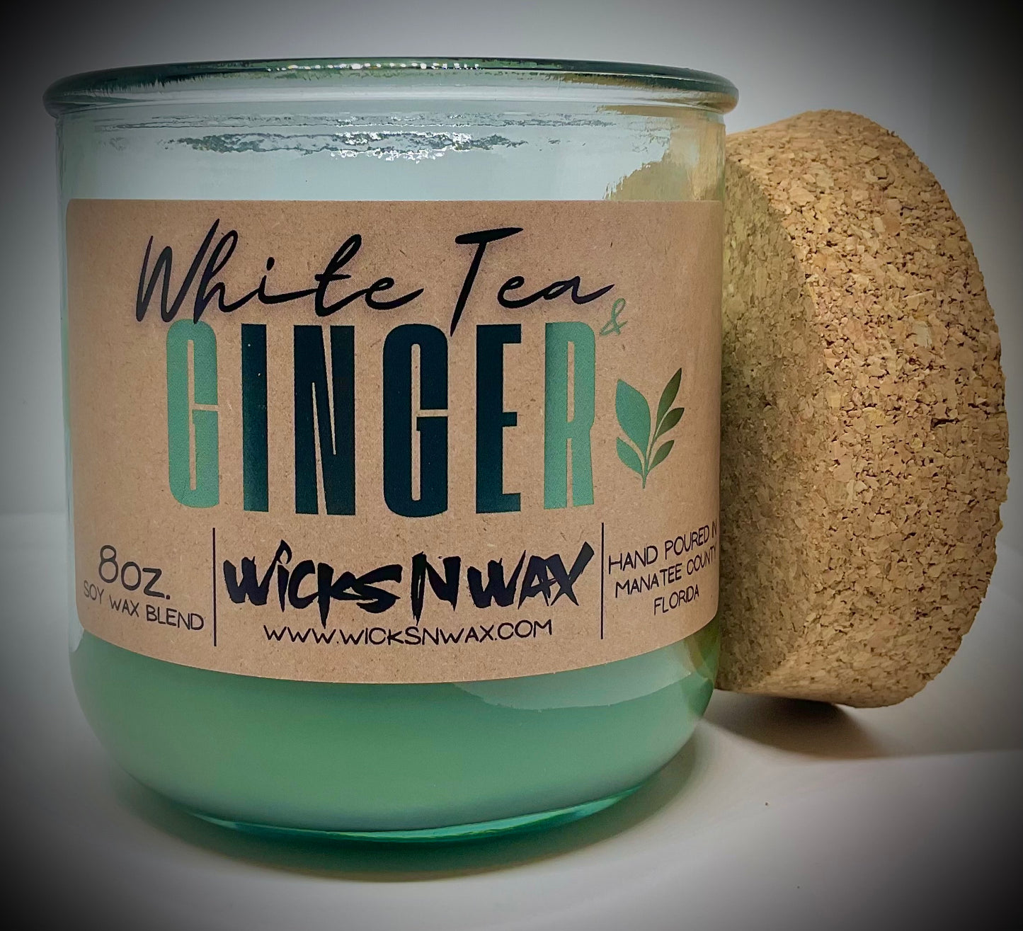 White Tea & Ginger | Candle | 100% Recycled Glass | WicksNWax