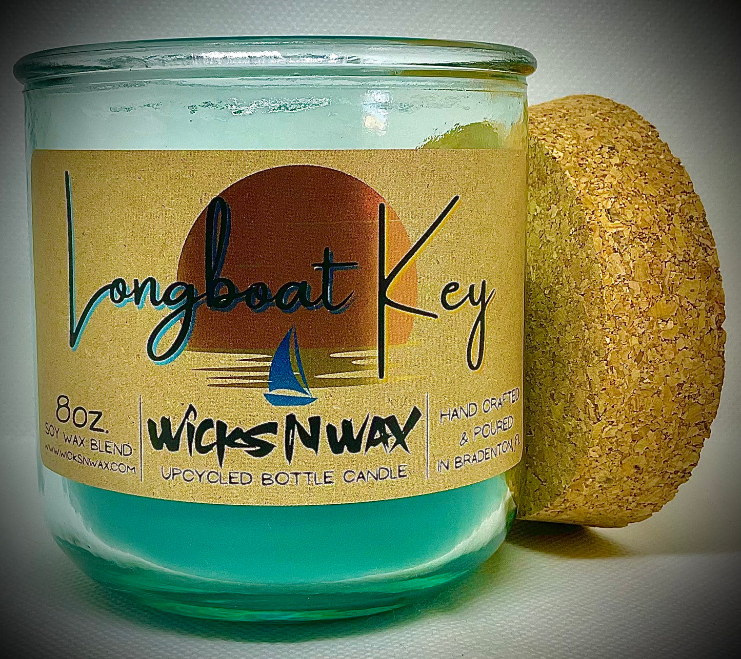 Longboat Key | Sea Minerals | Candle | 100% Recycled Glass | WicksNWax