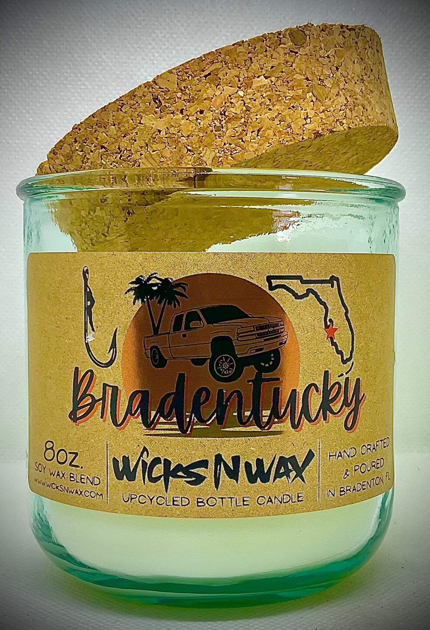 Bradentucky | Flannel | Candle | 100% Recycled Glass | WicksNWax