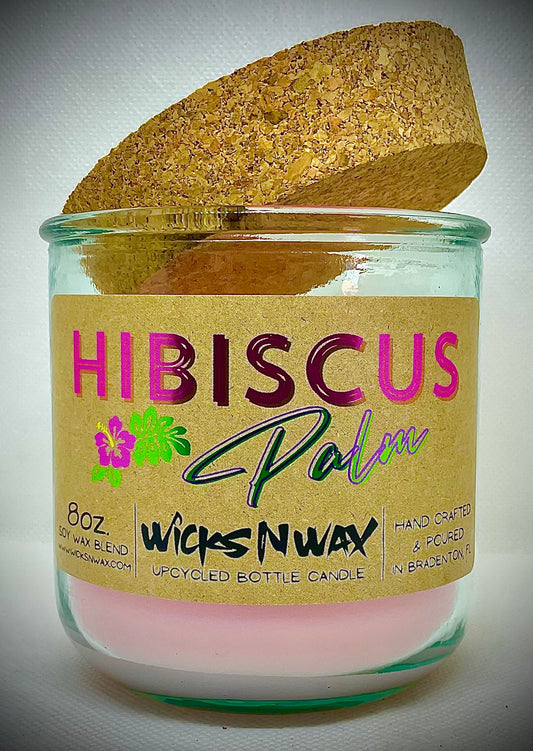 Hibiscus Palm | Candle | 100% Recycled Glass | WicksNWax