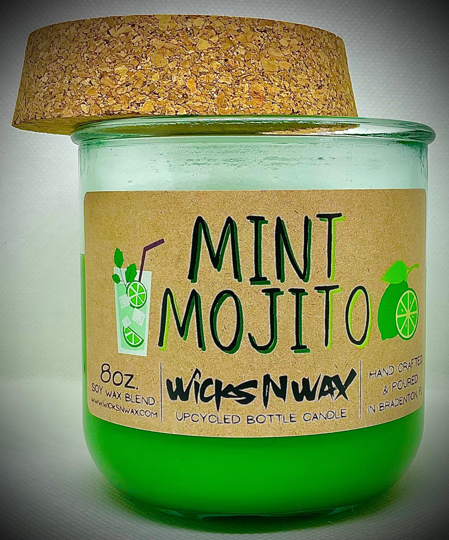Mint Mojito | Candle | 100% Recycled Glass | WicksNWax