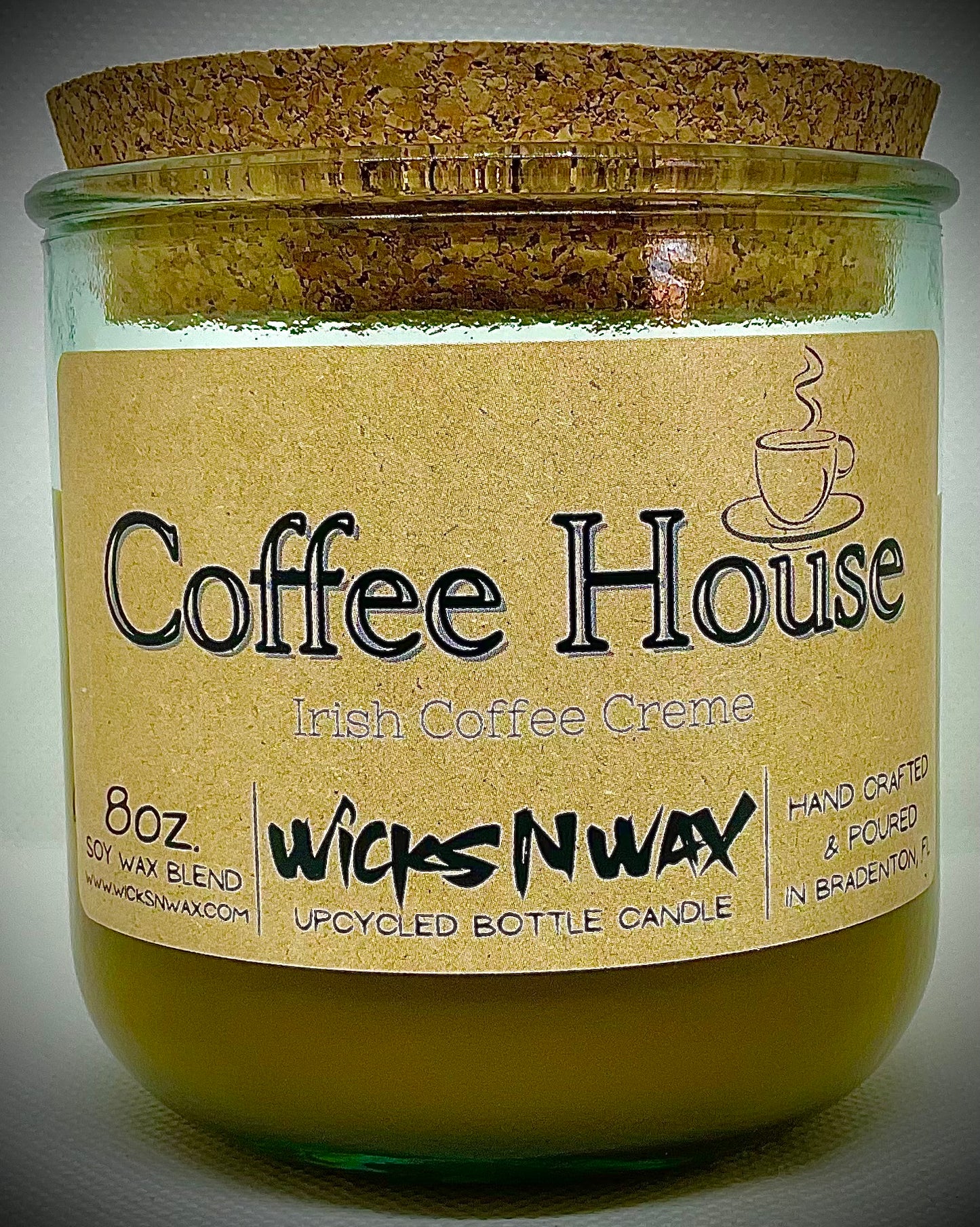Coffee House | Candle | 100% Recycled Glass | WicksNWax
