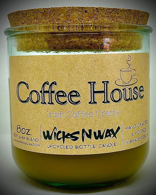 Coffee House | Candle | 100% Recycled Glass | WicksNWax
