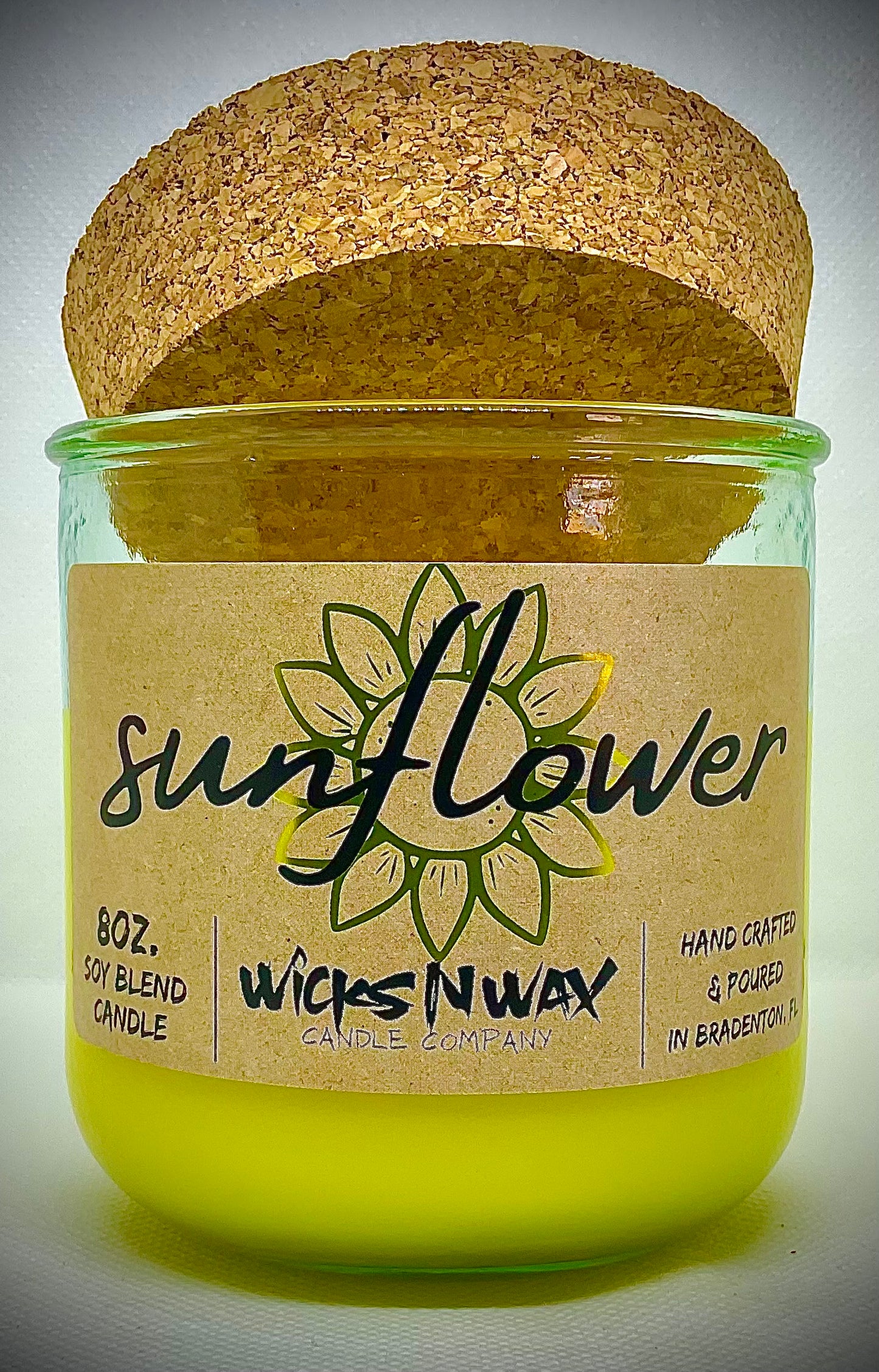 SunFlower | Candle | 100% Recycled Glass | WicksNWax