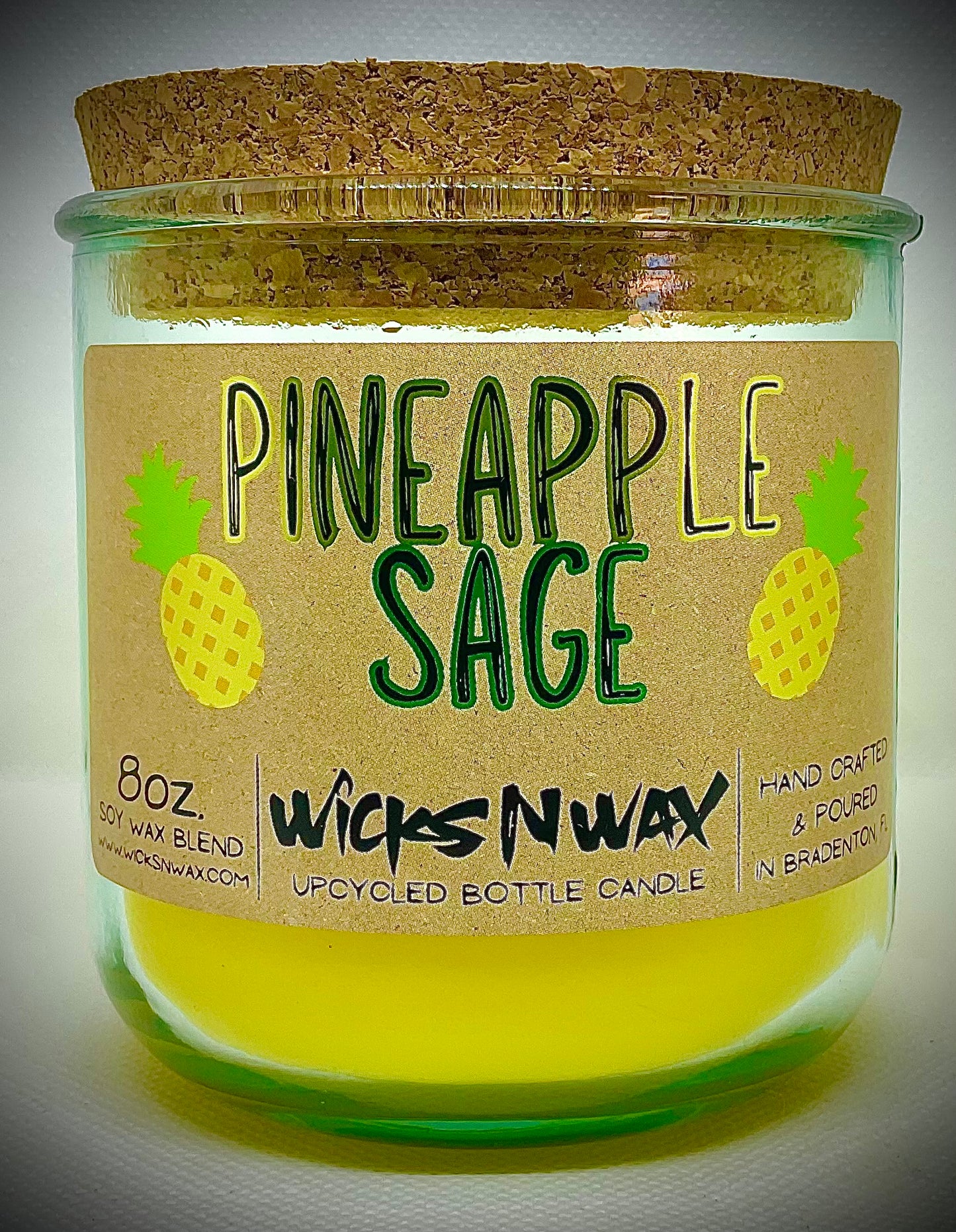 Pineapple Sage | Candle | 100% Recycled Glass | WicksNWax
