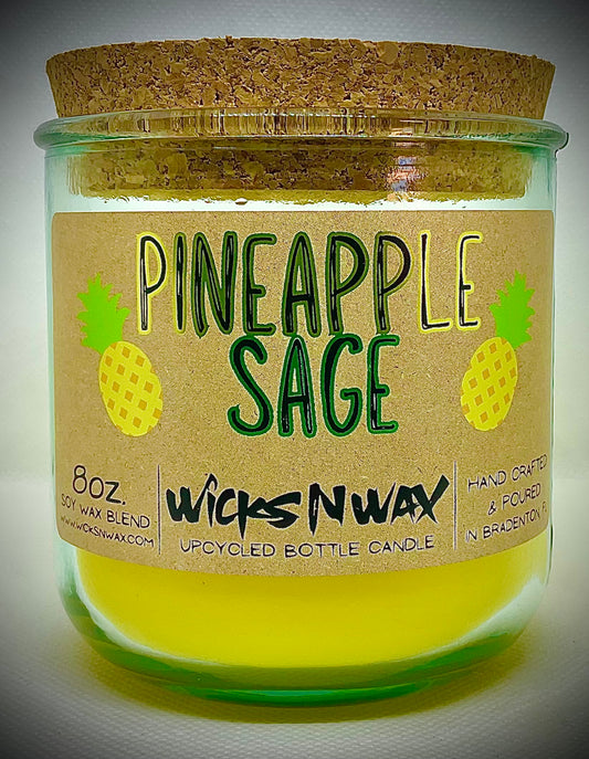 Pineapple Sage | Candle | 100% Recycled Glass | WicksNWax