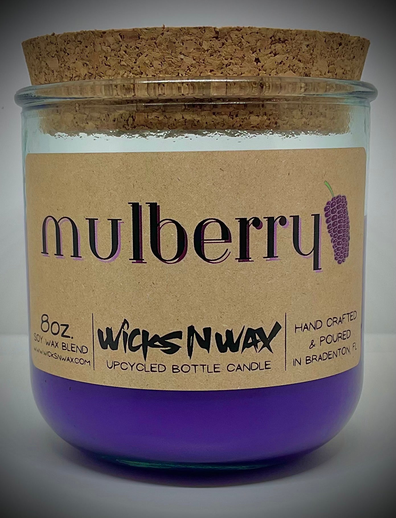 Mulberry | Candle | 100% Recycled Glass  | WicksNWax
