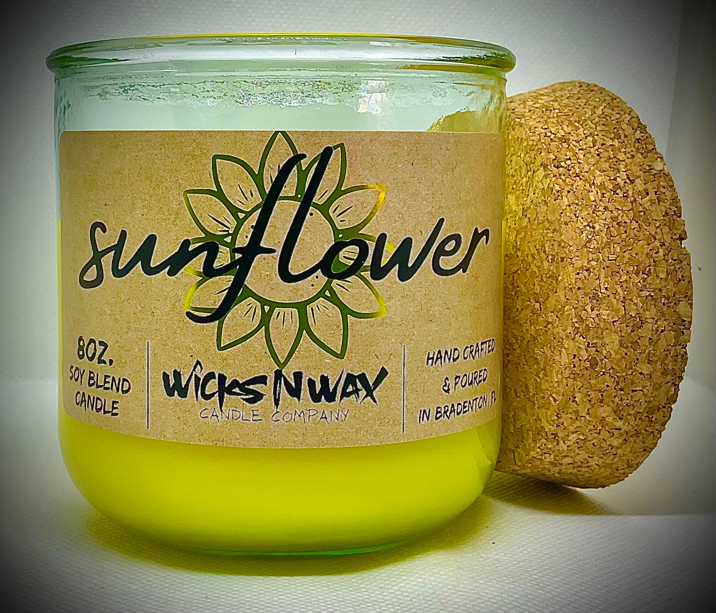 SunFlower | Candle | 100% Recycled Glass | WicksNWax