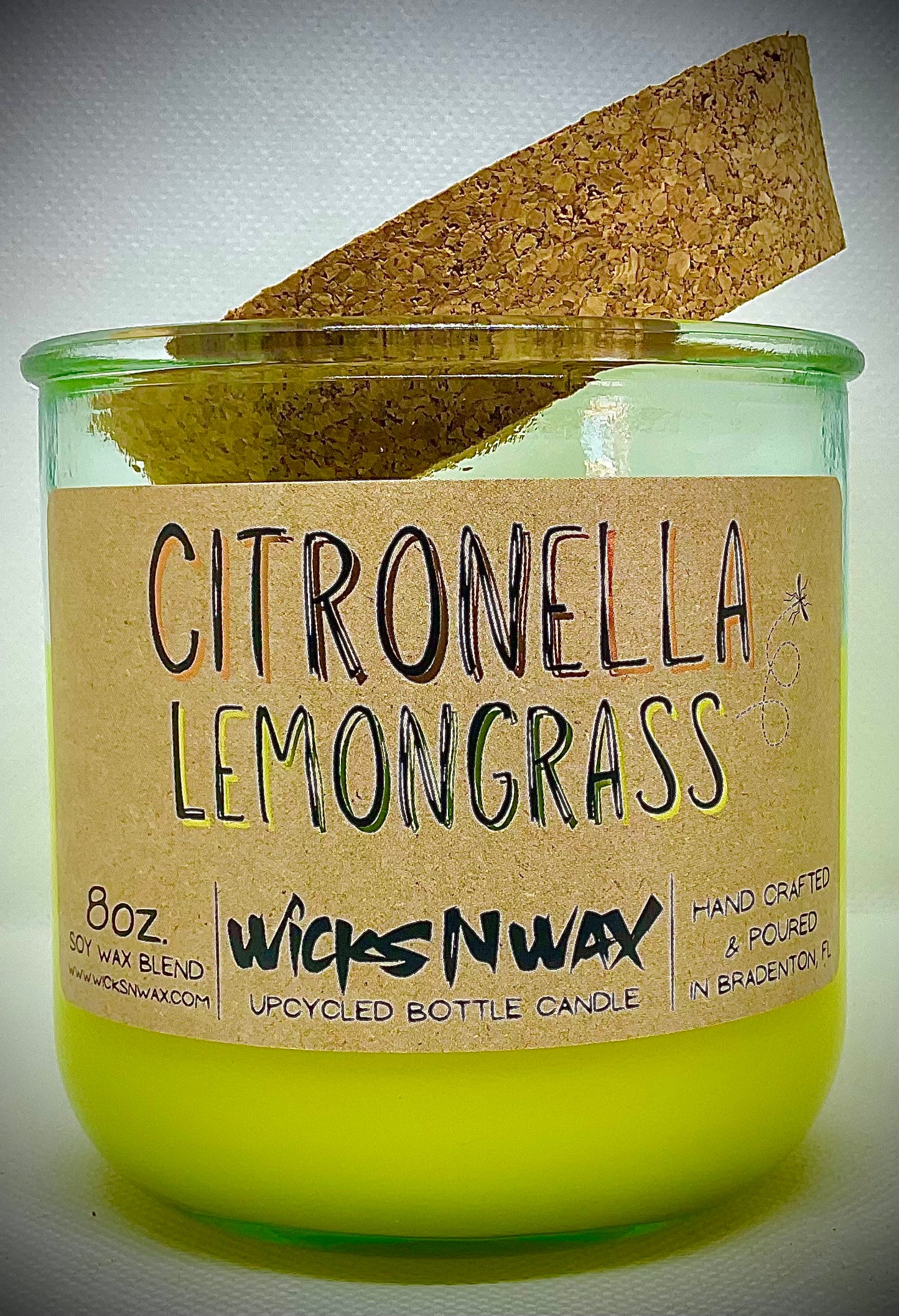 Citronella Lemongrass | Candle | 100% Recycled Glass | WicksNWax