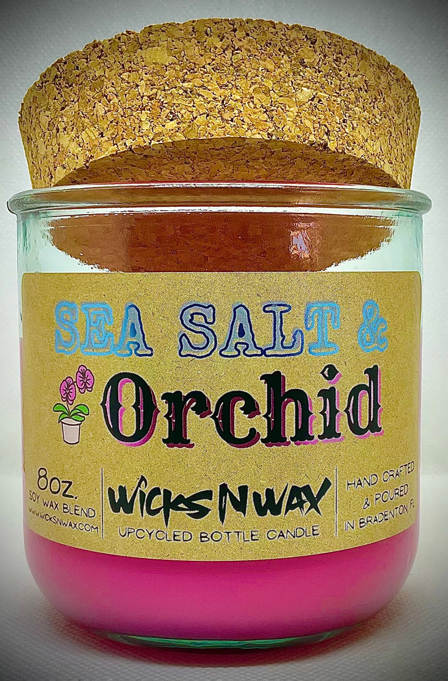 Sea Salt & Orchid | Candle | 100% Recycled Glass | WicksNWax