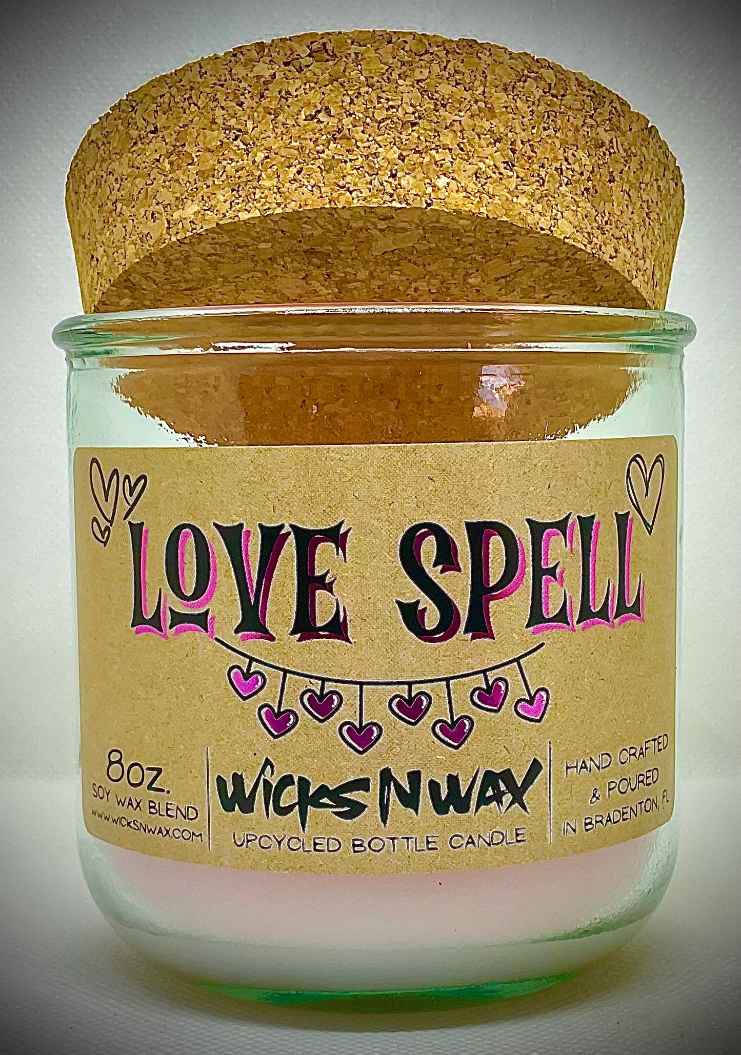 Love Spell | Candle | 100% Recycled Glass | WicksNWax