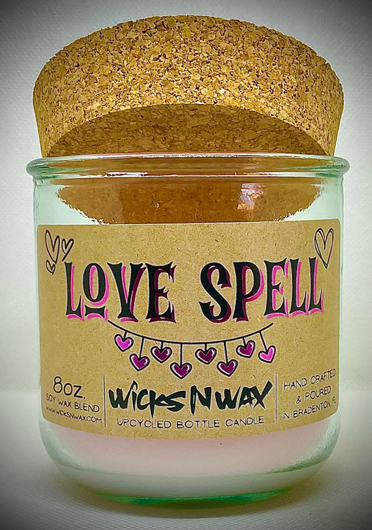 Love Spell | Candle | 100% Recycled Glass | WicksNWax