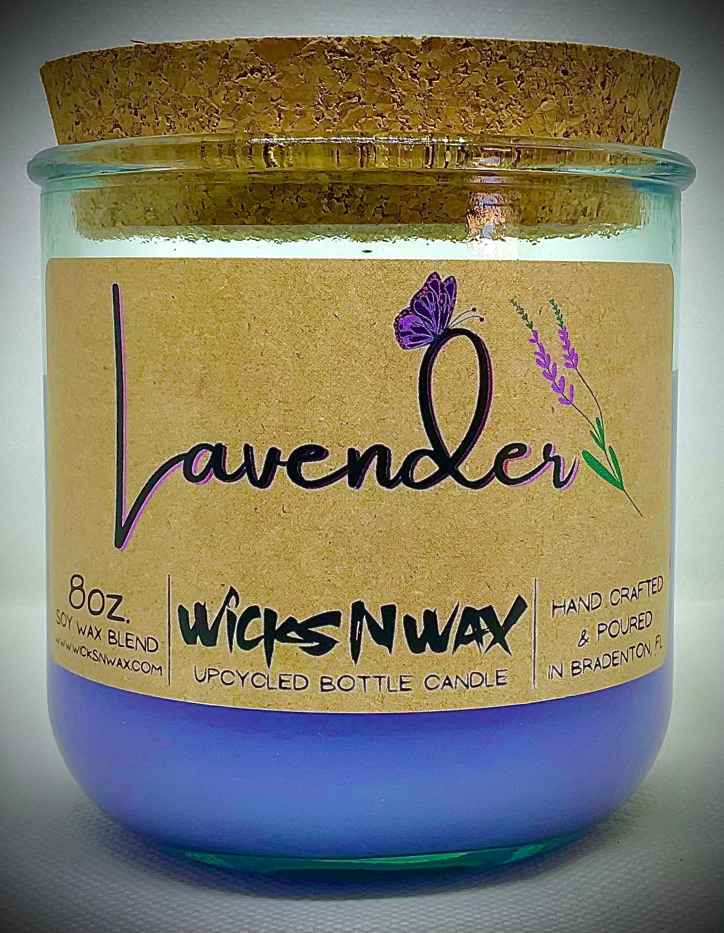 Lavender | Candle | 100% Recycled Glass | WicksNWax