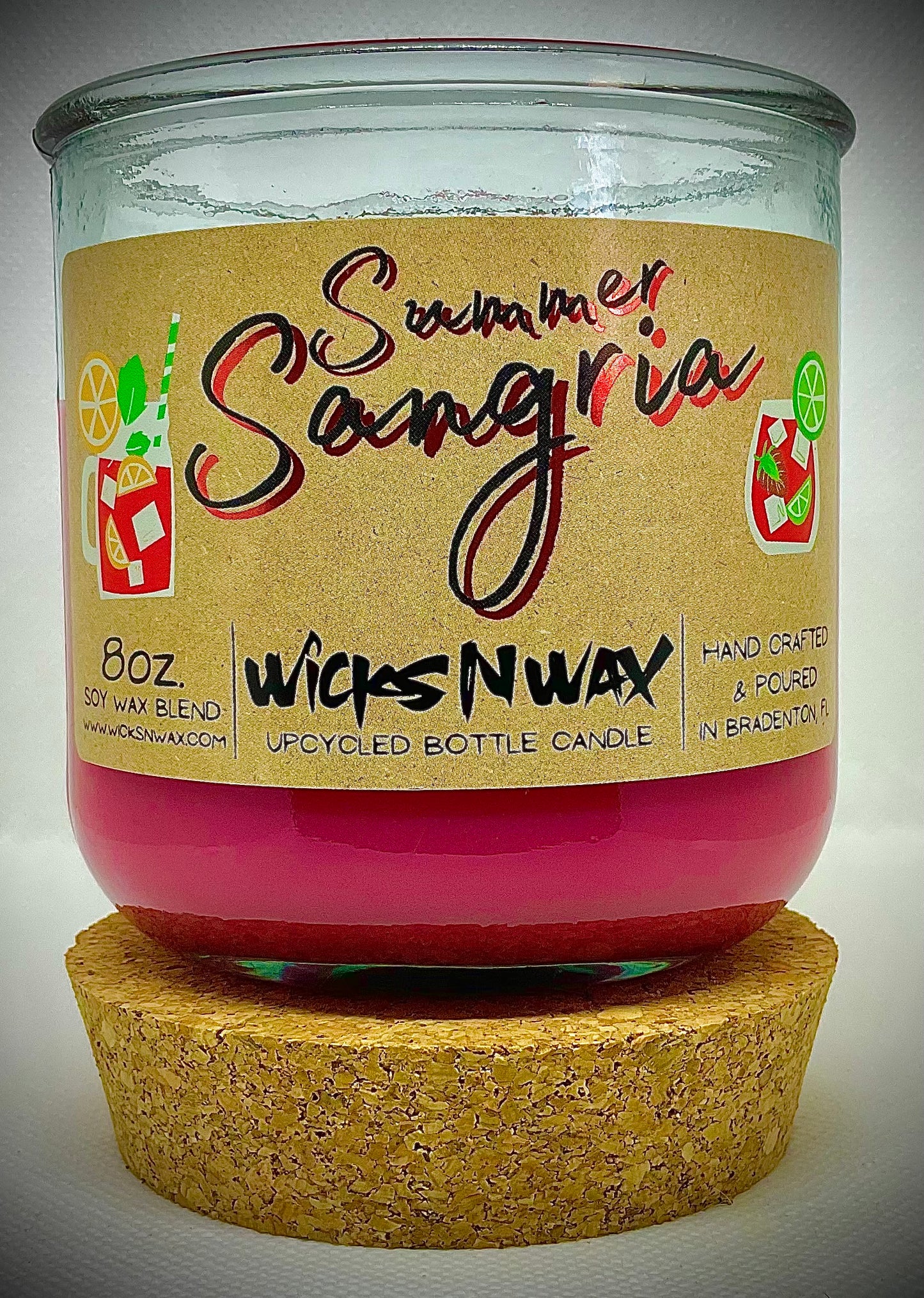 Summer Sangria | Candle | 100% Recycled Glass | WicksNWax