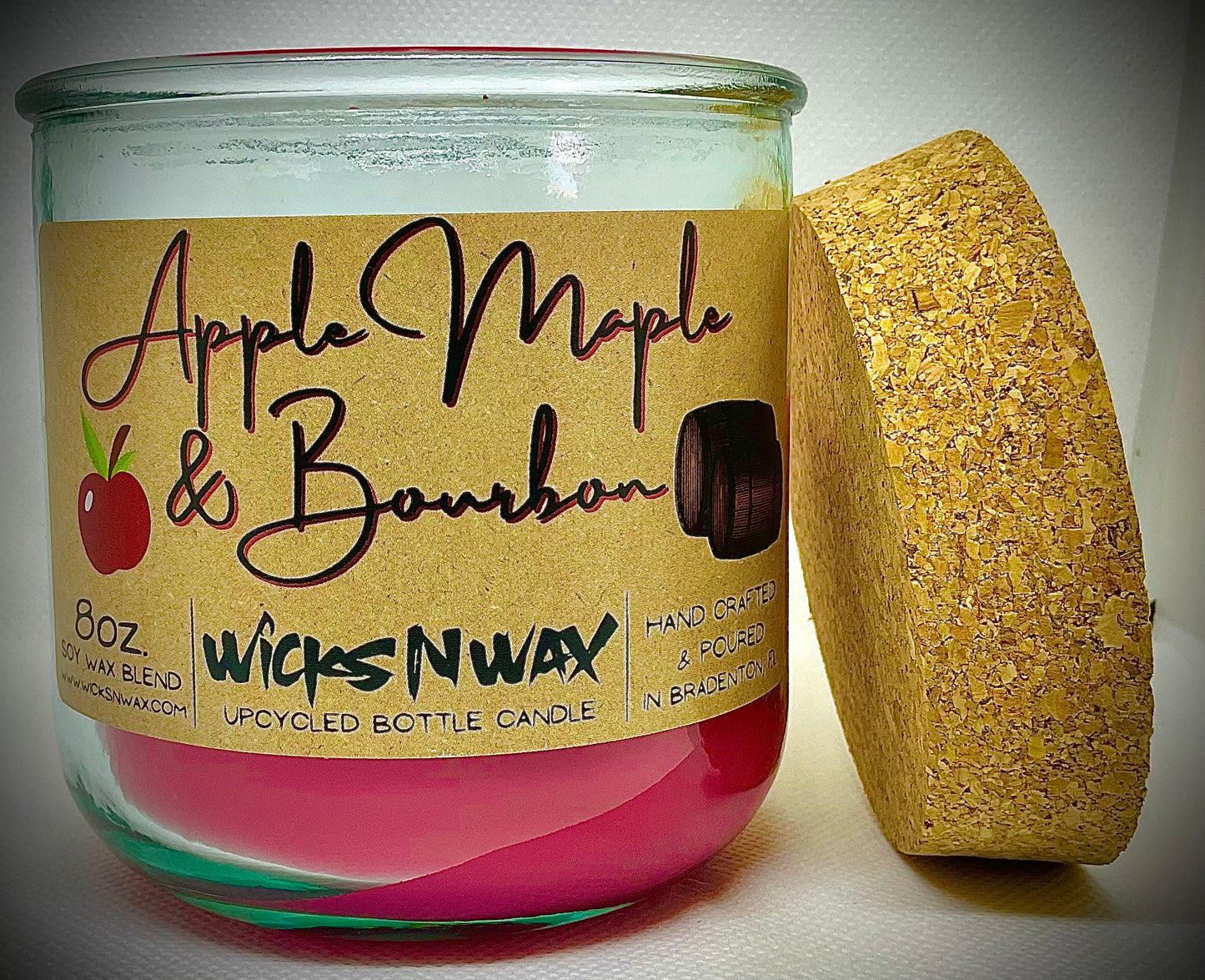 Apple, Maple & Bourbon | Candle | 100% Recycled Glass | WicksNWax