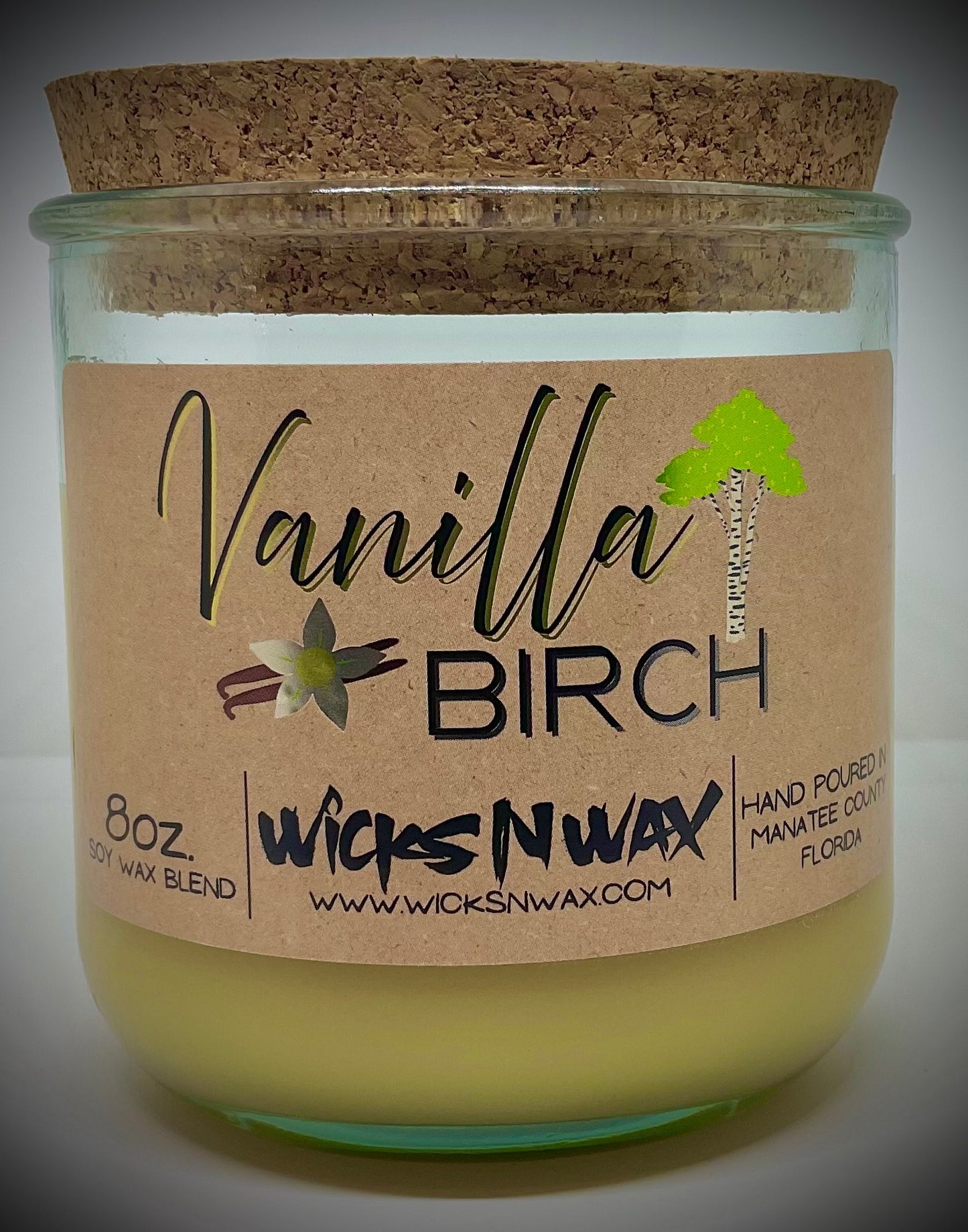 Vanilla Birch | Candle | 100% Recycled Glass | WicksNWax