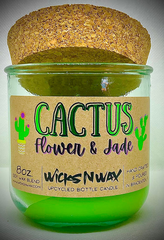 Cactus Flower & Jade | Candle | 100% Recycled Glass | WicksNWax