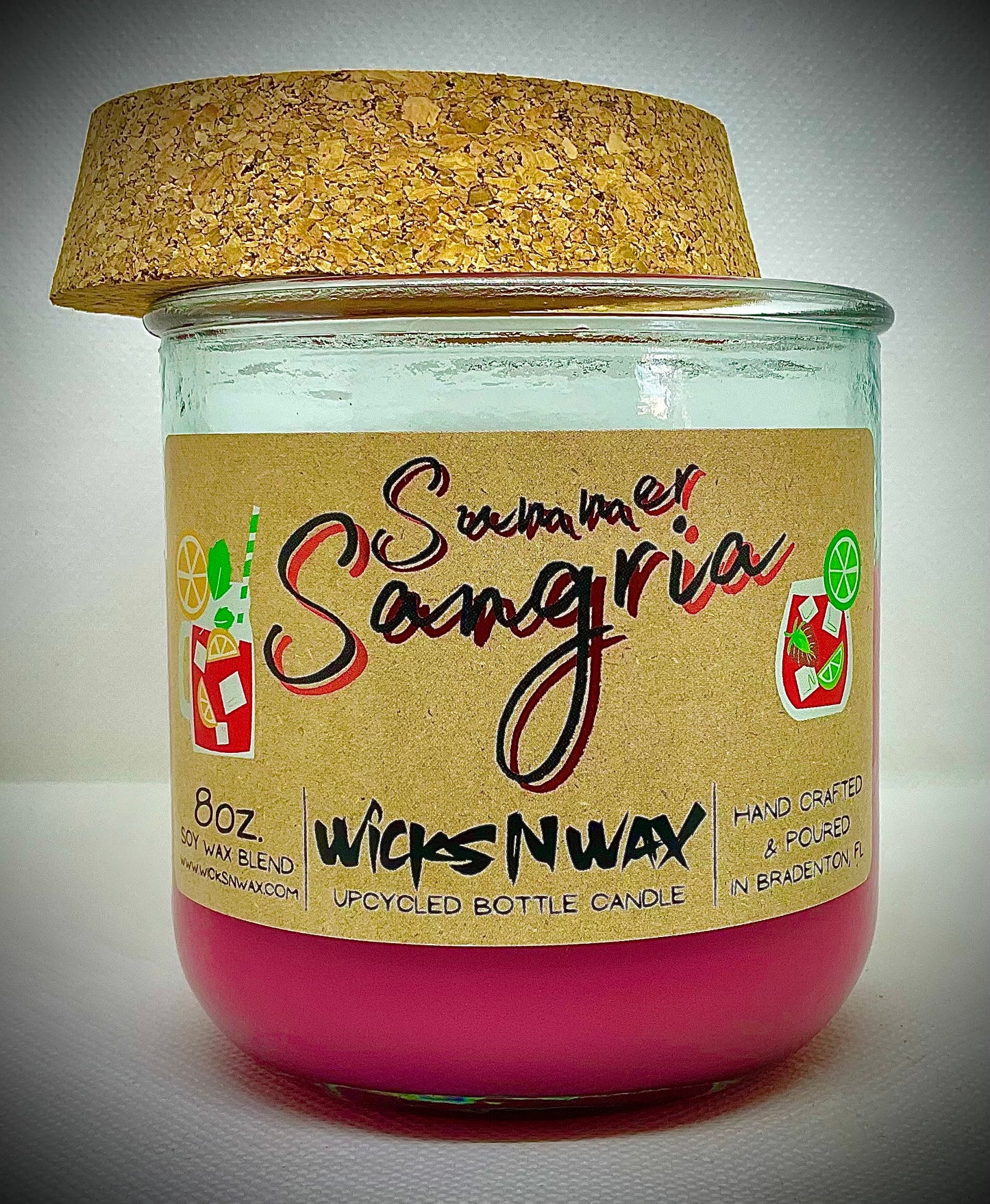 Summer Sangria | Candle | 100% Recycled Glass | WicksNWax