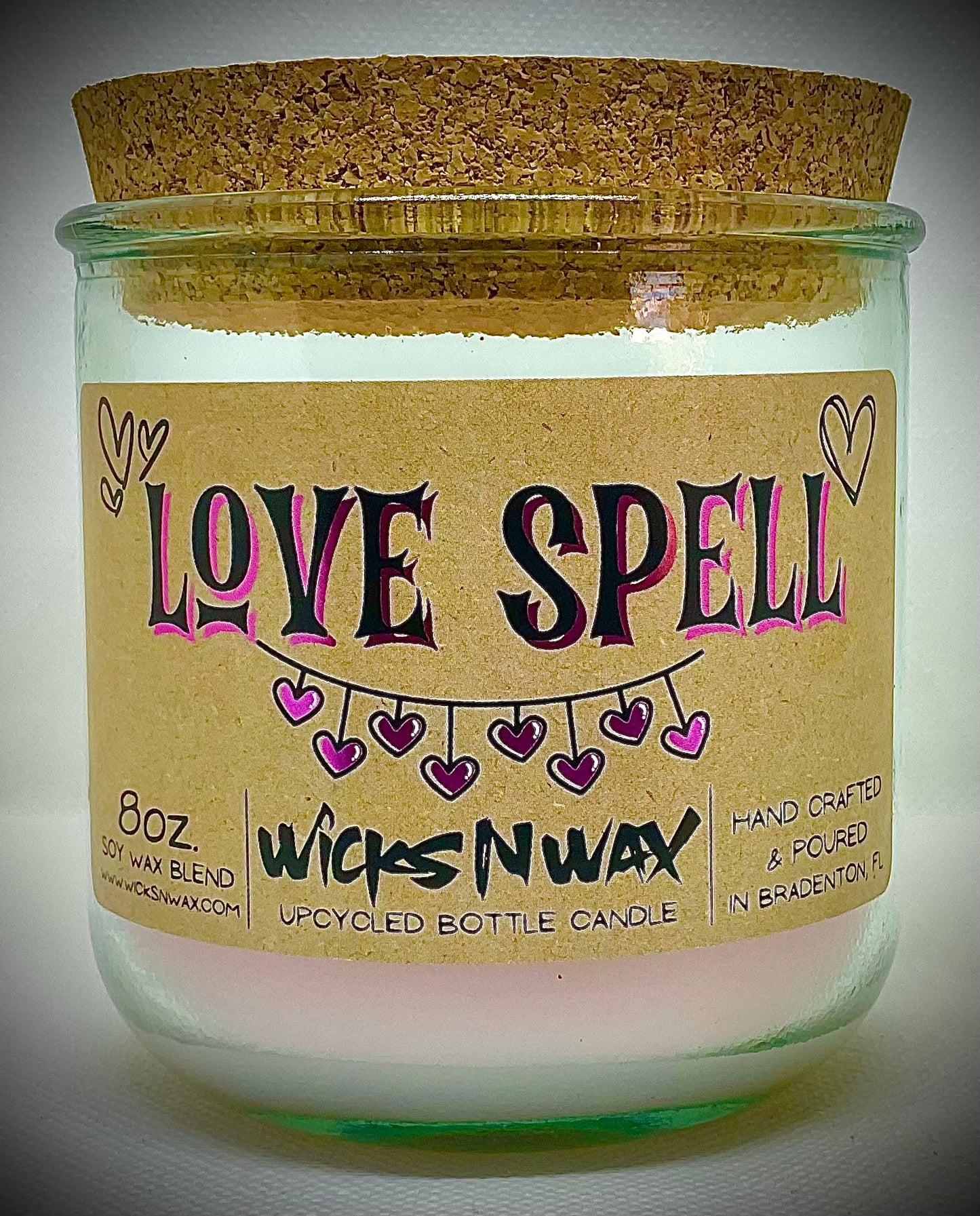 Love Spell | Candle | 100% Recycled Glass | WicksNWax