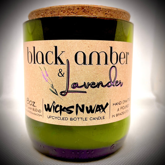 Black Amber & Lavender | Champagne Bottle Candle | WicksNWax