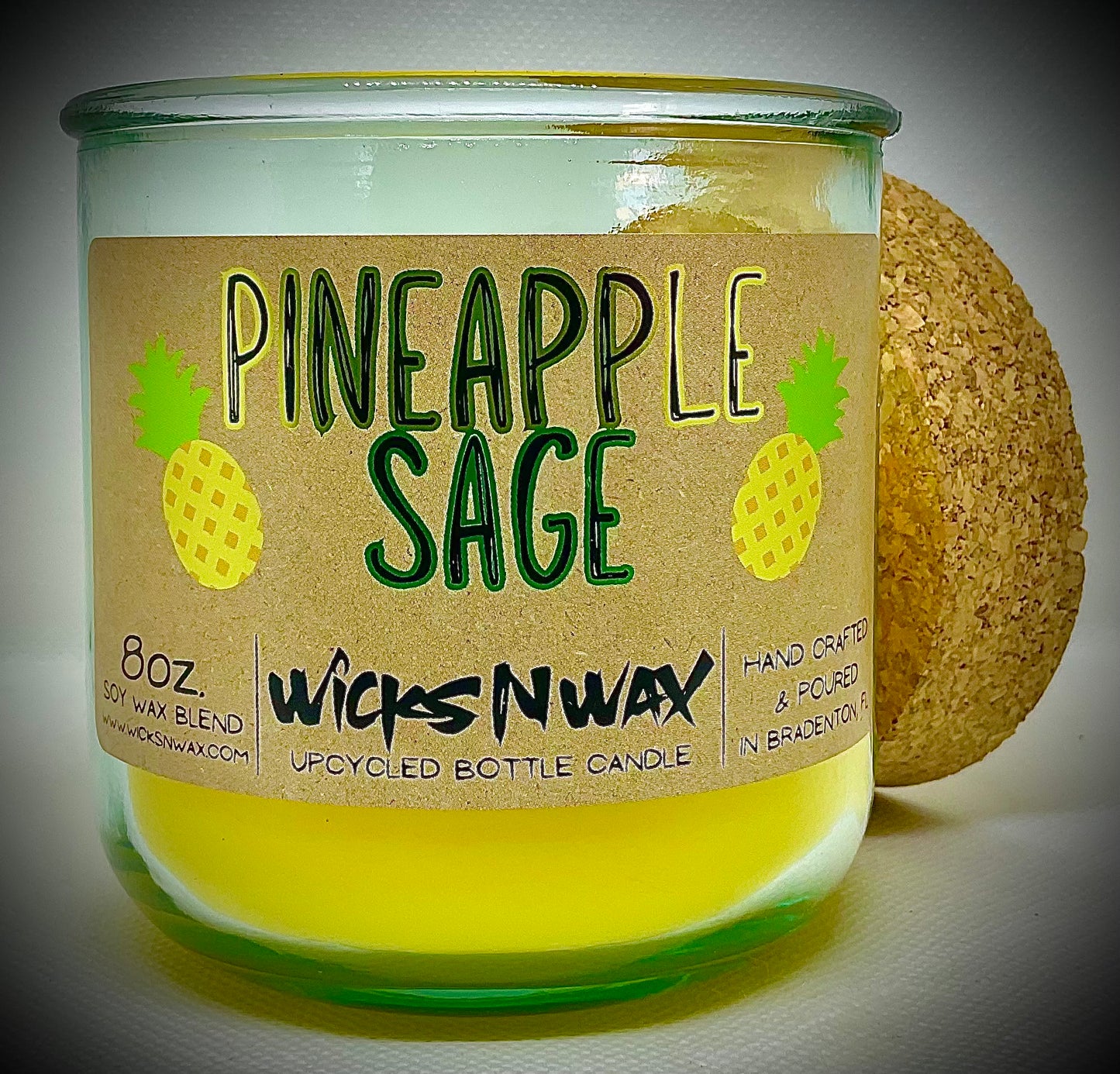 Pineapple Sage | Candle | 100% Recycled Glass | WicksNWax