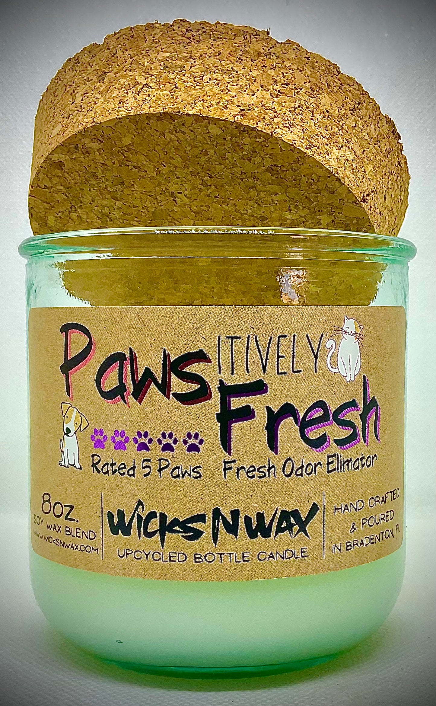 Pawsitively Fresh (Fresh Odor Eliminator) | Candle | 100% Recycled Glass | WicksNWax