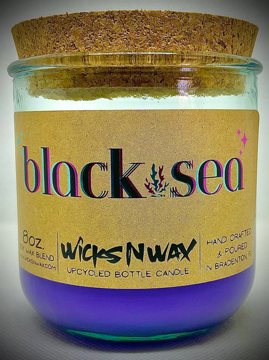 Black Sea | Candle | 100% Recycled Glass | WicksNWax