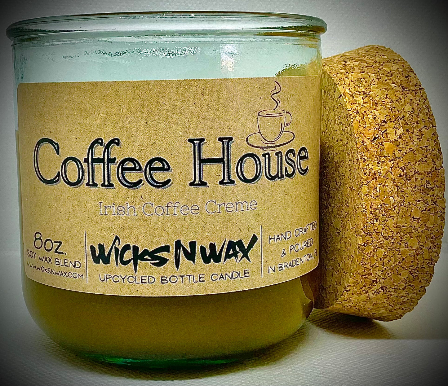 Coffee House | Candle | 100% Recycled Glass | WicksNWax