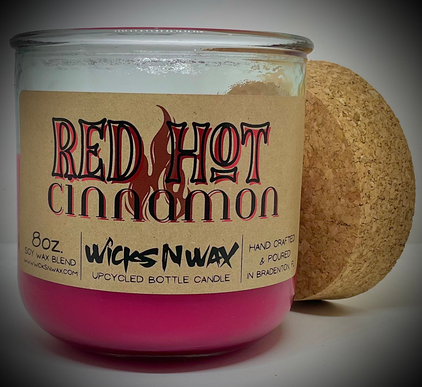 Red Hot Cinnamon | Candle | 100% Recycled Glass  | WicksNWax