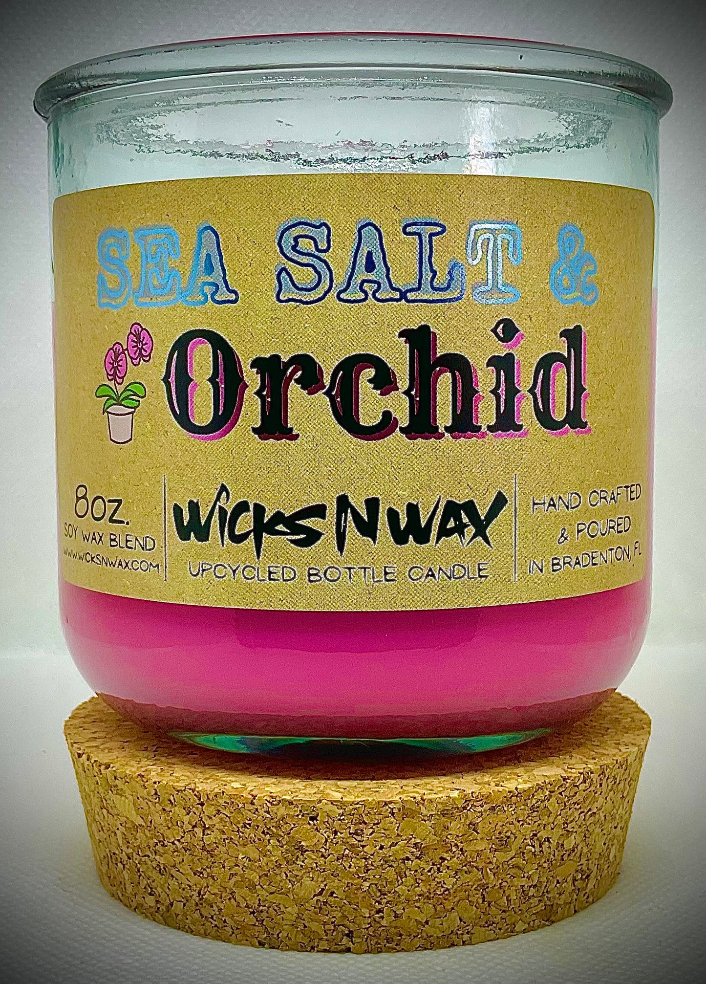 Sea Salt & Orchid | Candle | 100% Recycled Glass | WicksNWax
