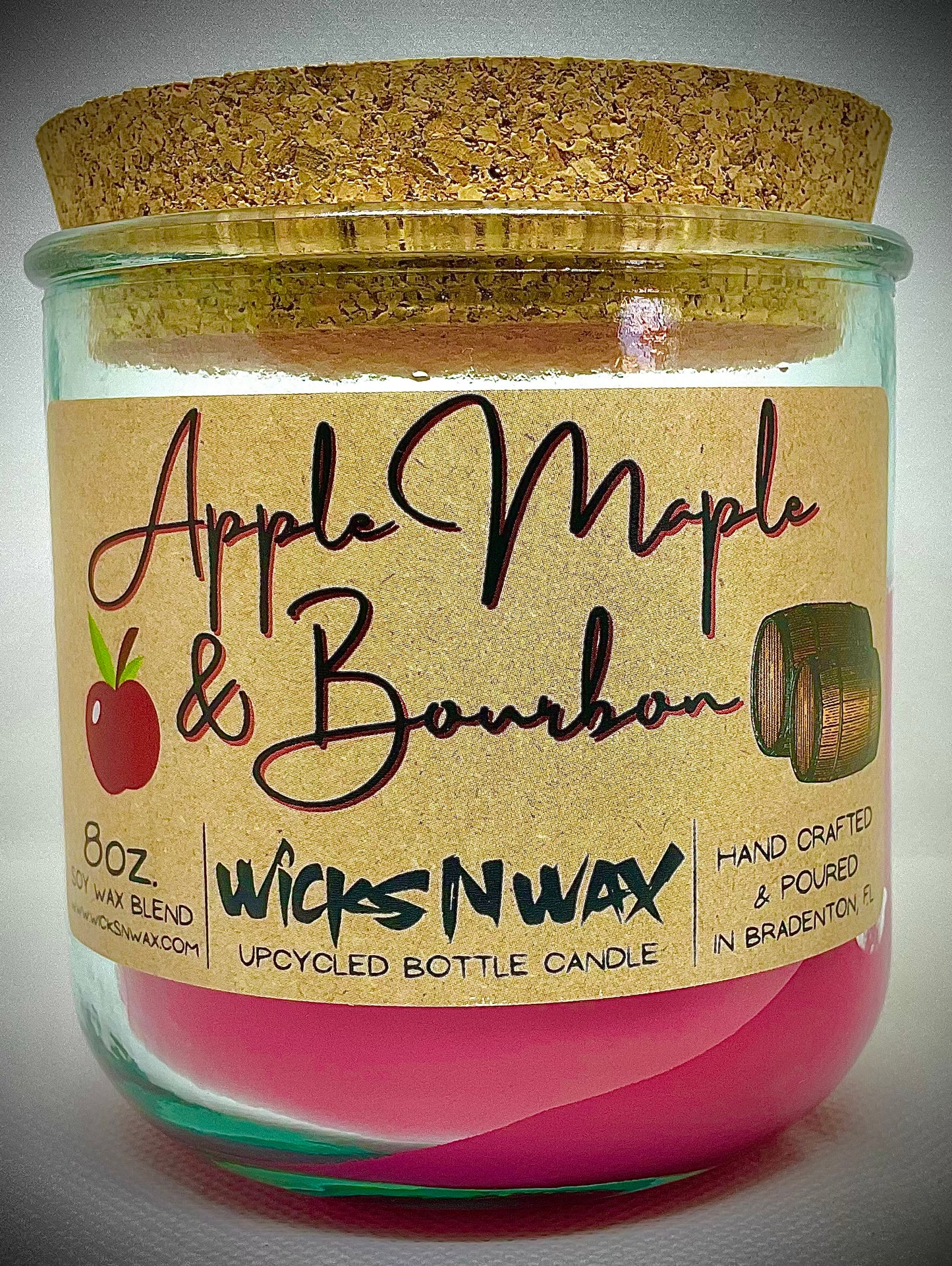 Apple, Maple & Bourbon | Candle | 100% Recycled Glass | WicksNWax