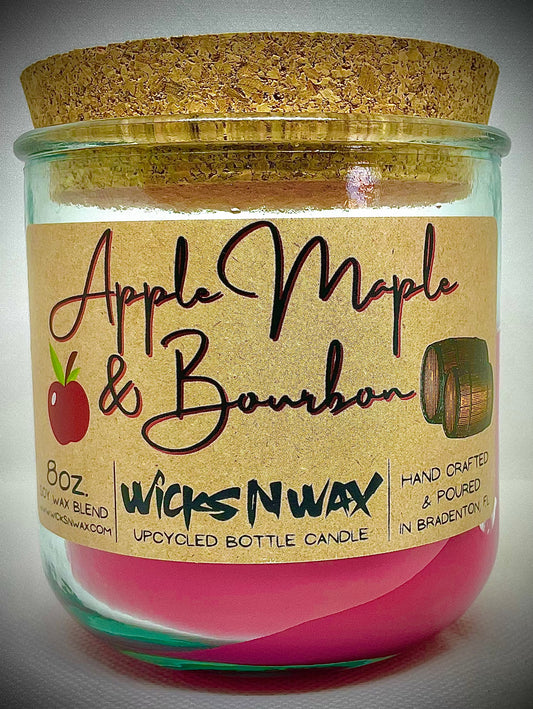 Apple, Maple & Bourbon | Candle | 100% Recycled Glass | WicksNWax