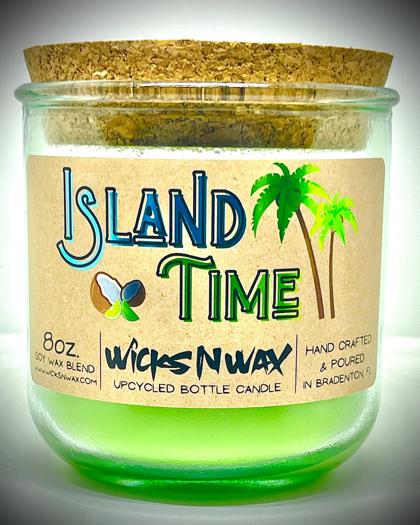 Island Time | Candle | 100% Recycled Glass  | WicksNWax